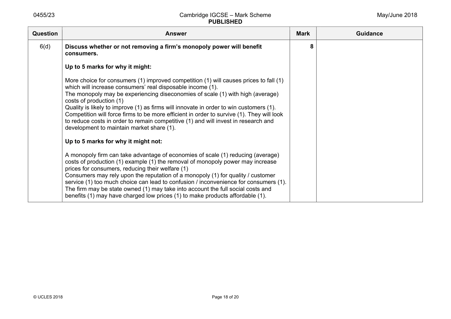 Mark scheme, page 18 of 20