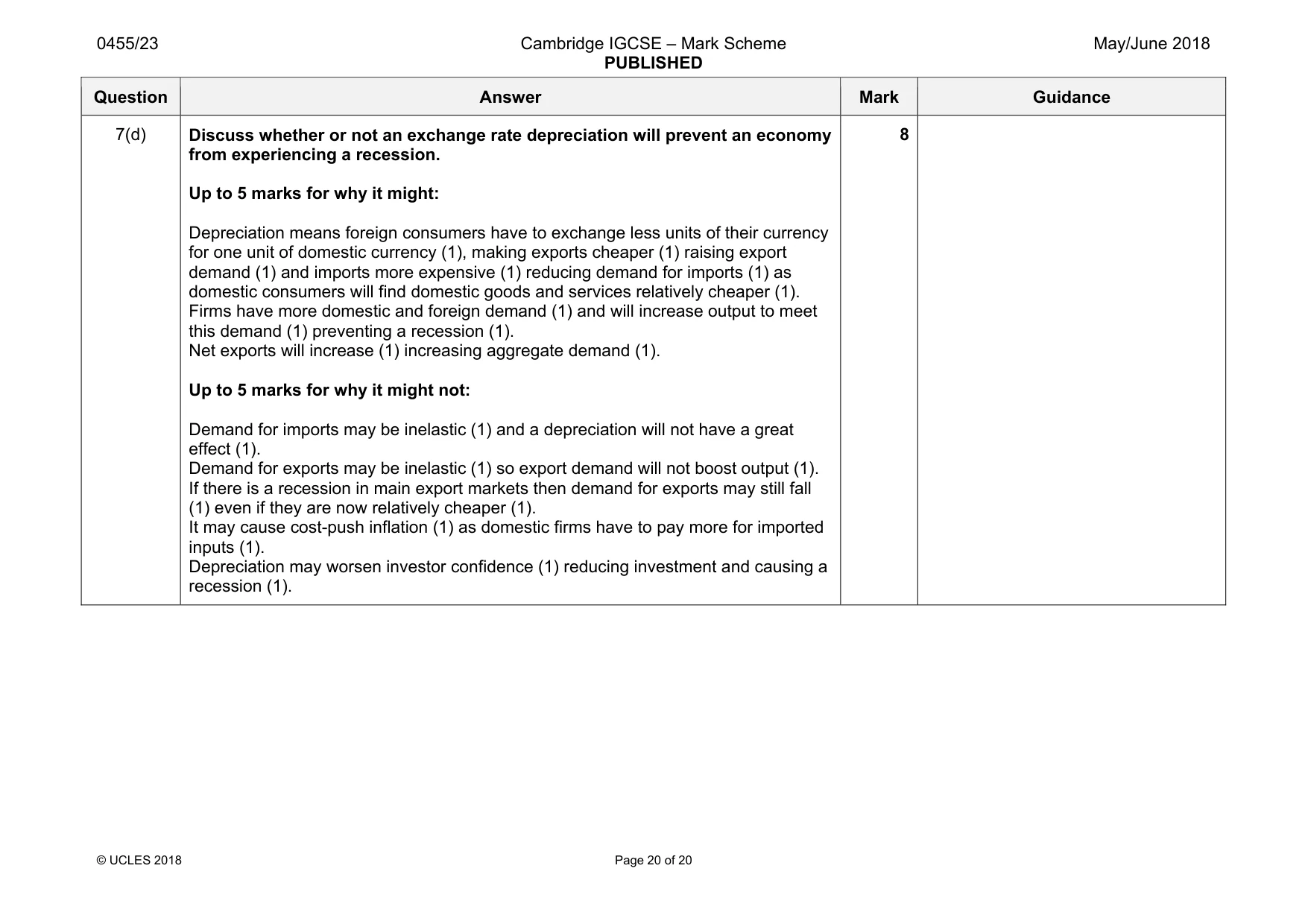 Mark scheme, page 20 of 20