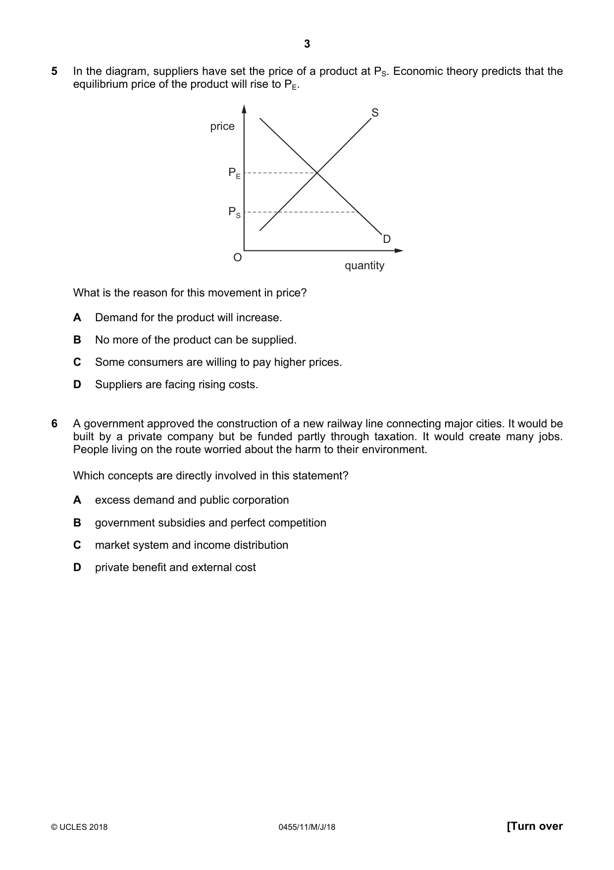 Cambridge IGCSE Economics 0455 2018 May/June Paper 1 · Variant 1 question paper, page 3 of 12