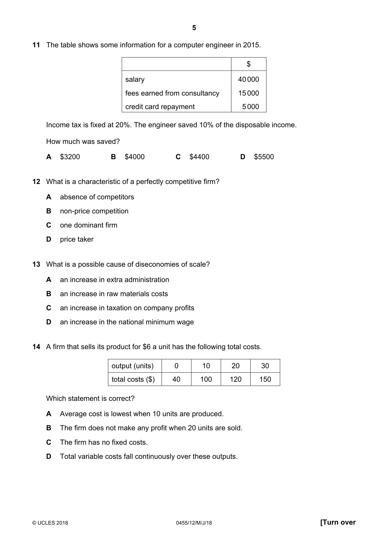 Cambridge IGCSE Economics 0455 2018 May/June Paper 1 · Variant 2 question paper, page 5 of 12