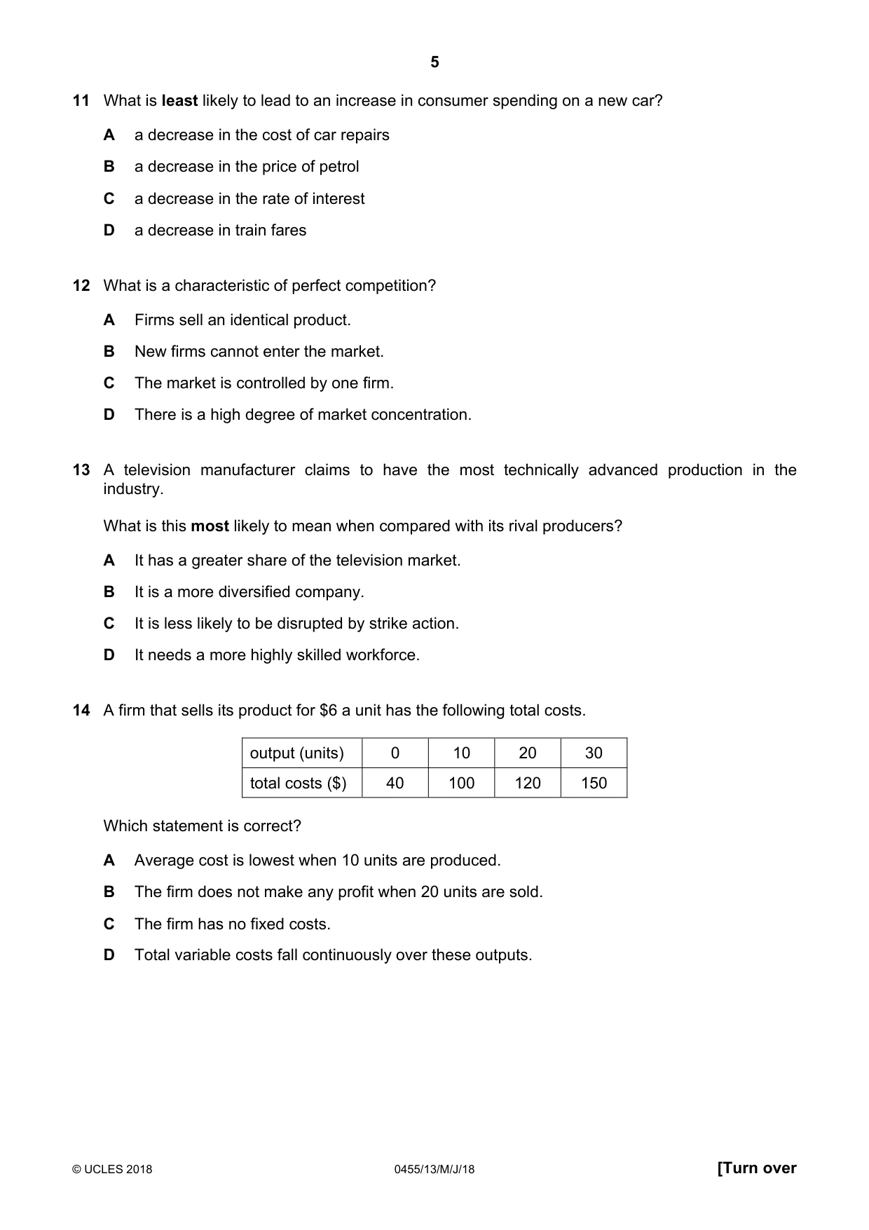 Cambridge IGCSE Economics 0455 2018 May/June Paper 1 · Variant 3 question paper, page 5 of 12