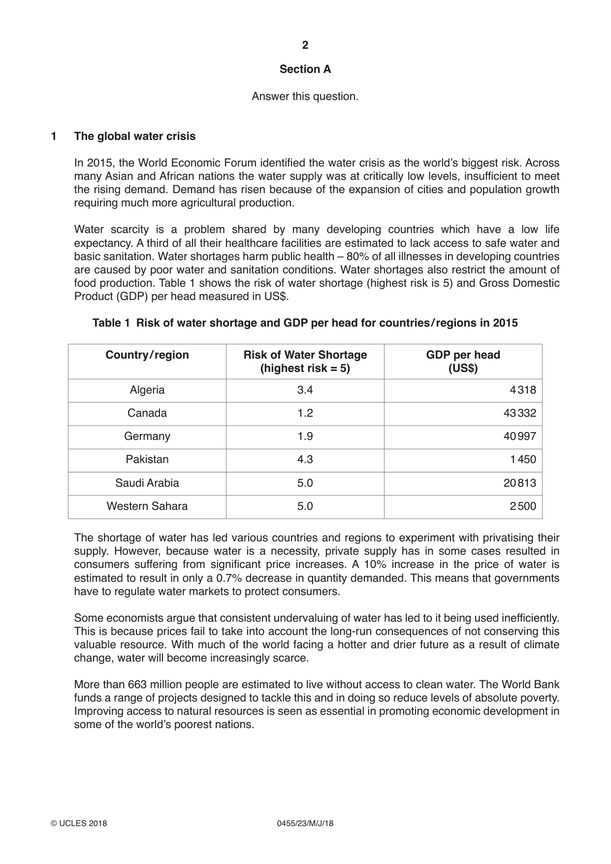 Cambridge IGCSE Economics 0455 2018 May/June Paper 2 · Variant 3 question paper, page 2 of 8