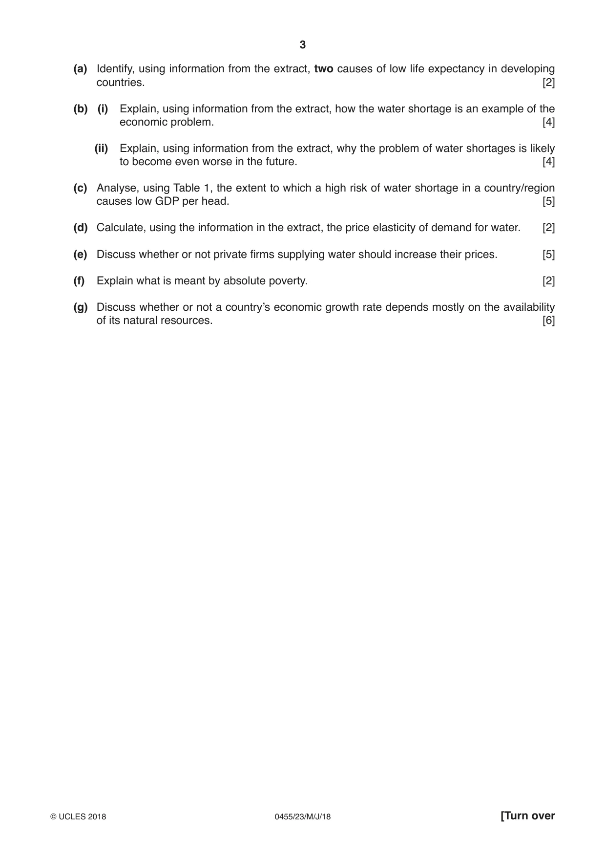 Cambridge IGCSE Economics 0455 2018 May/June Paper 2 · Variant 3 question paper, page 3 of 8