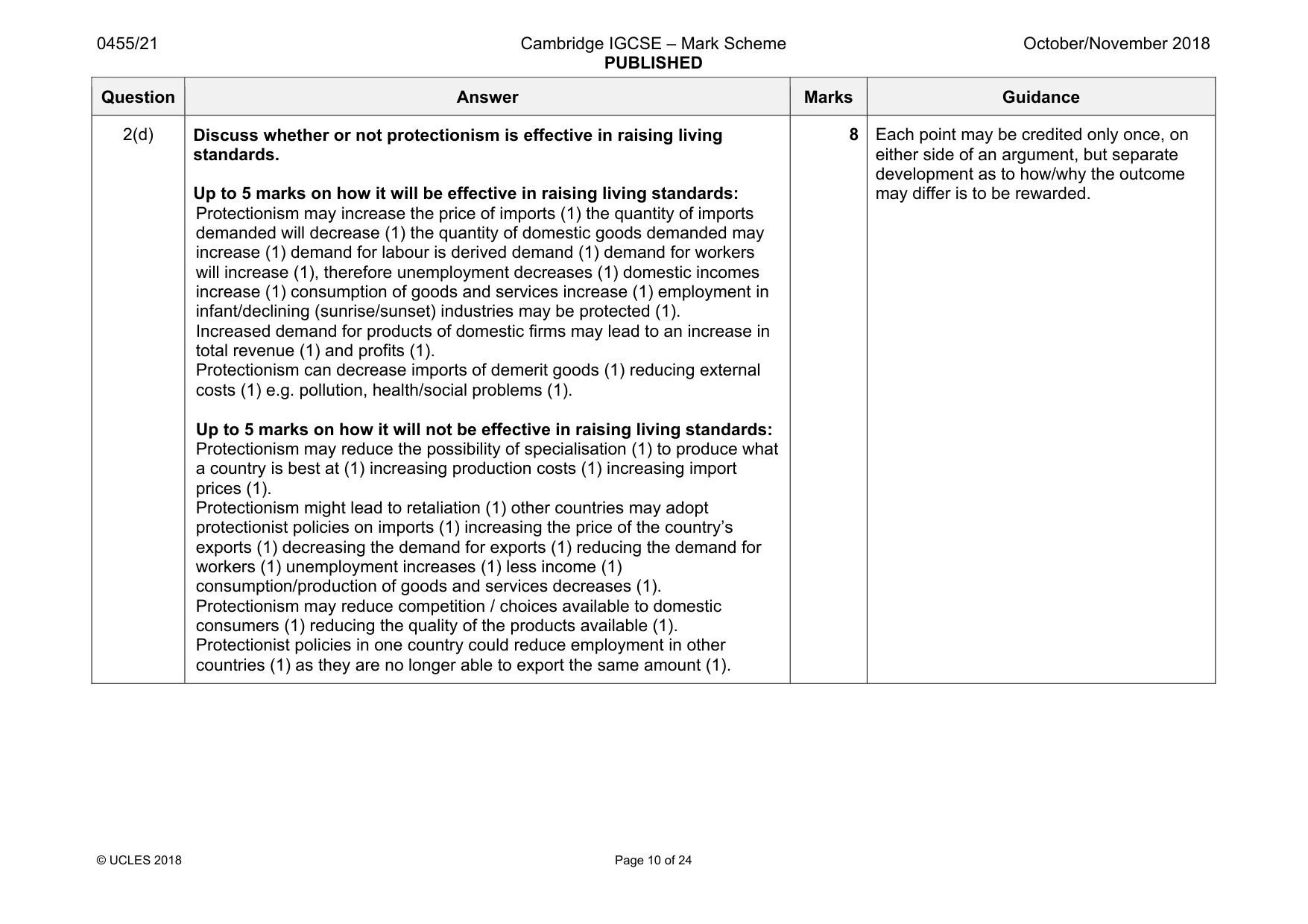 Mark scheme, page 10 of 24