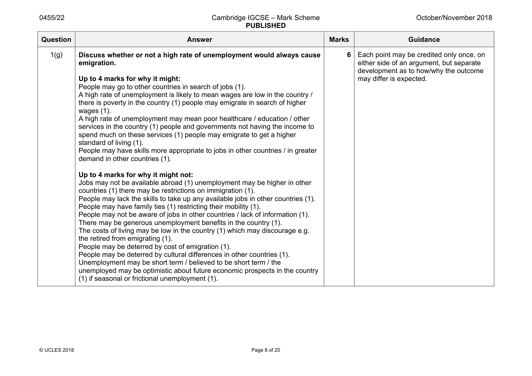 Mark scheme, page 8 of 20