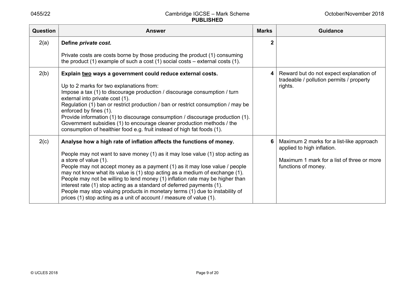 Mark scheme, page 9 of 20