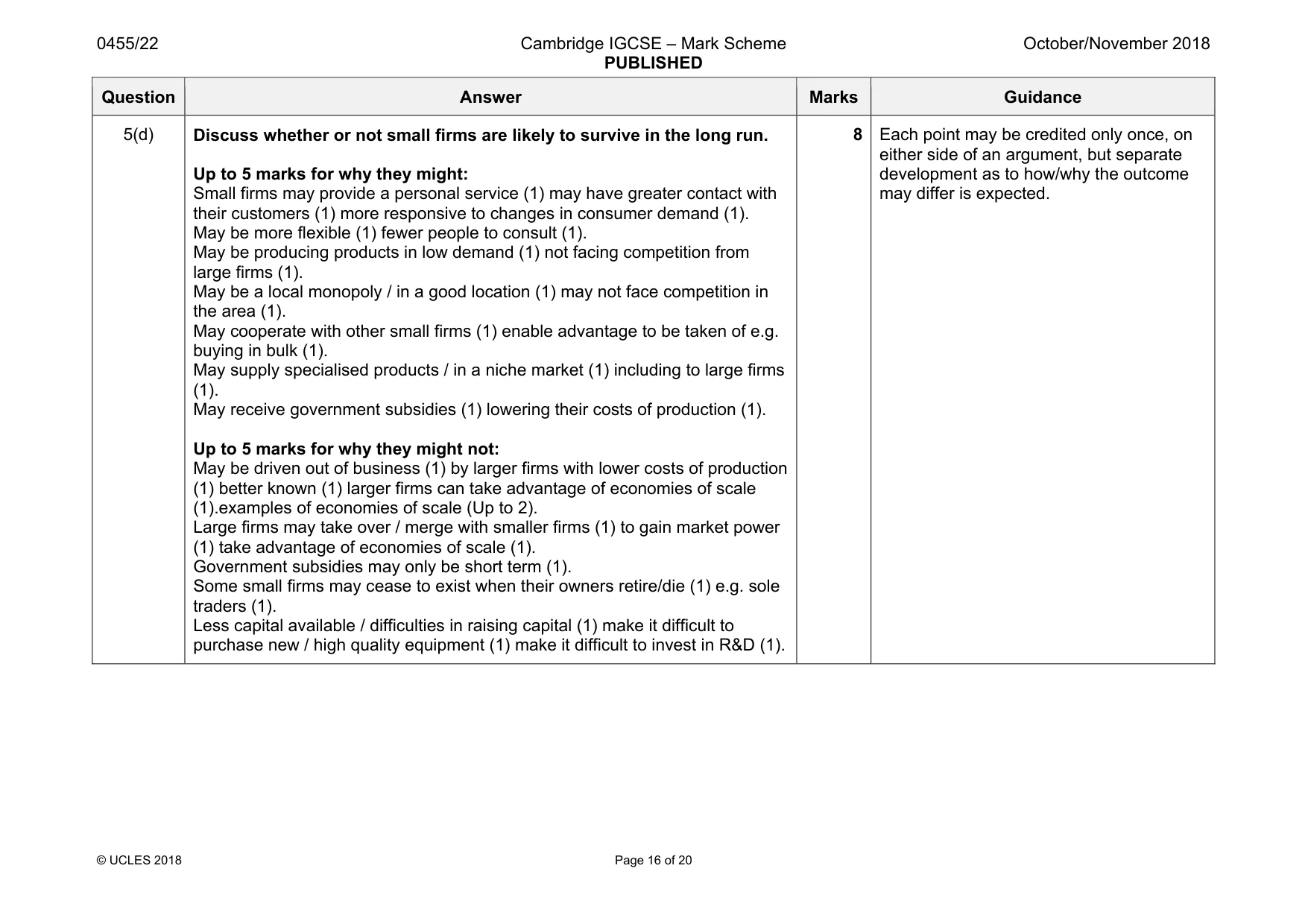 Mark scheme, page 16 of 20