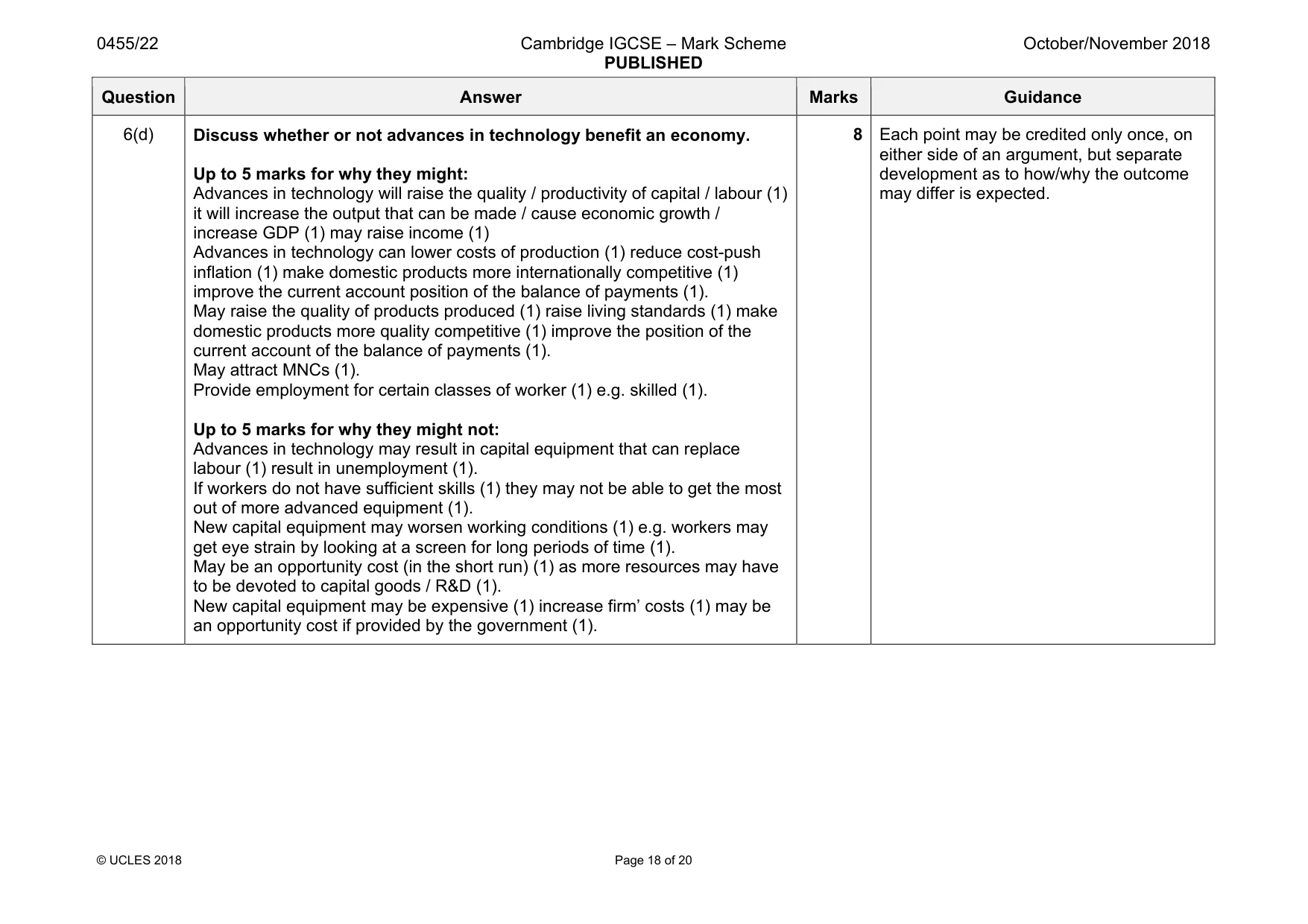 Mark scheme, page 18 of 20