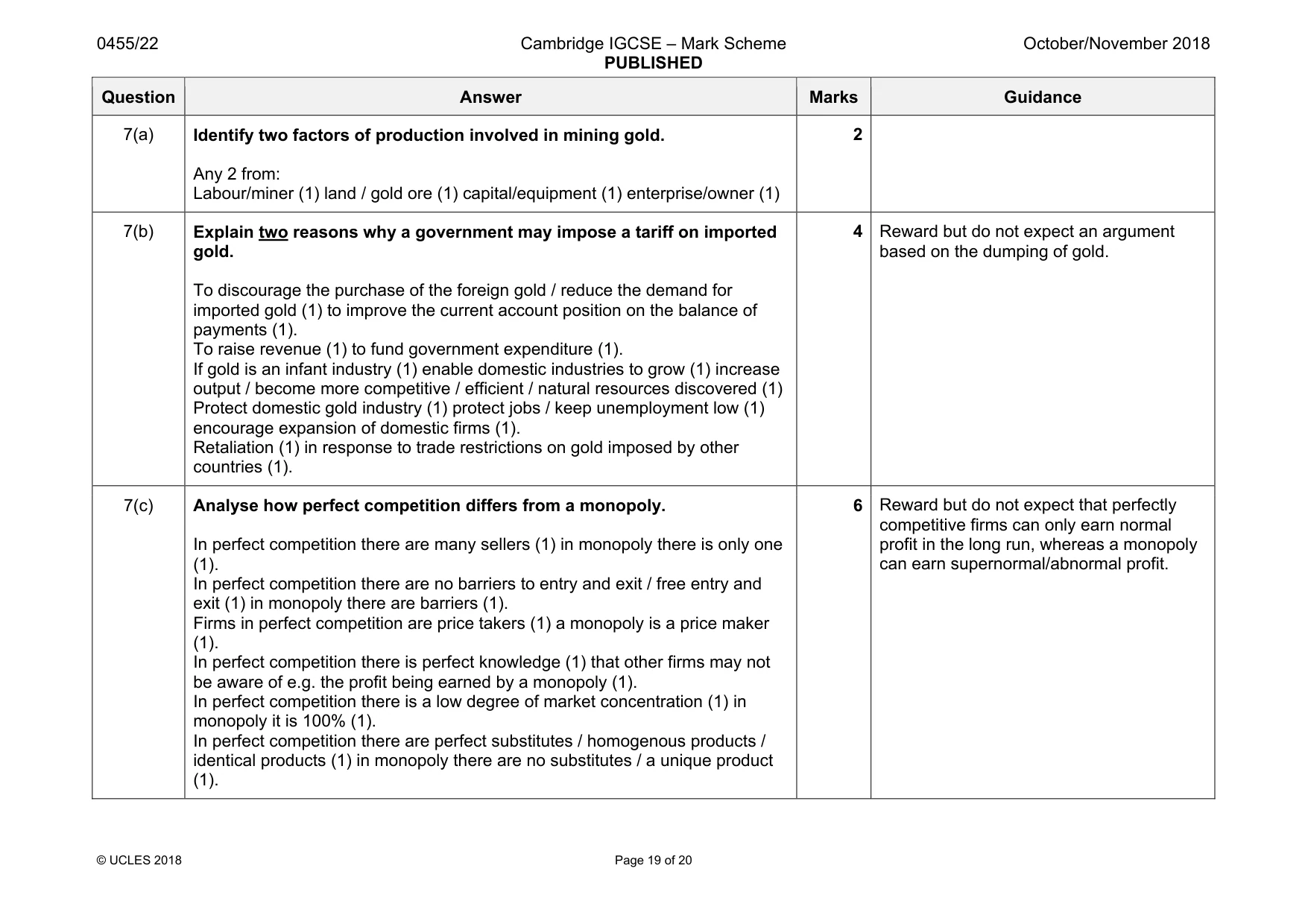 Mark scheme, page 19 of 20