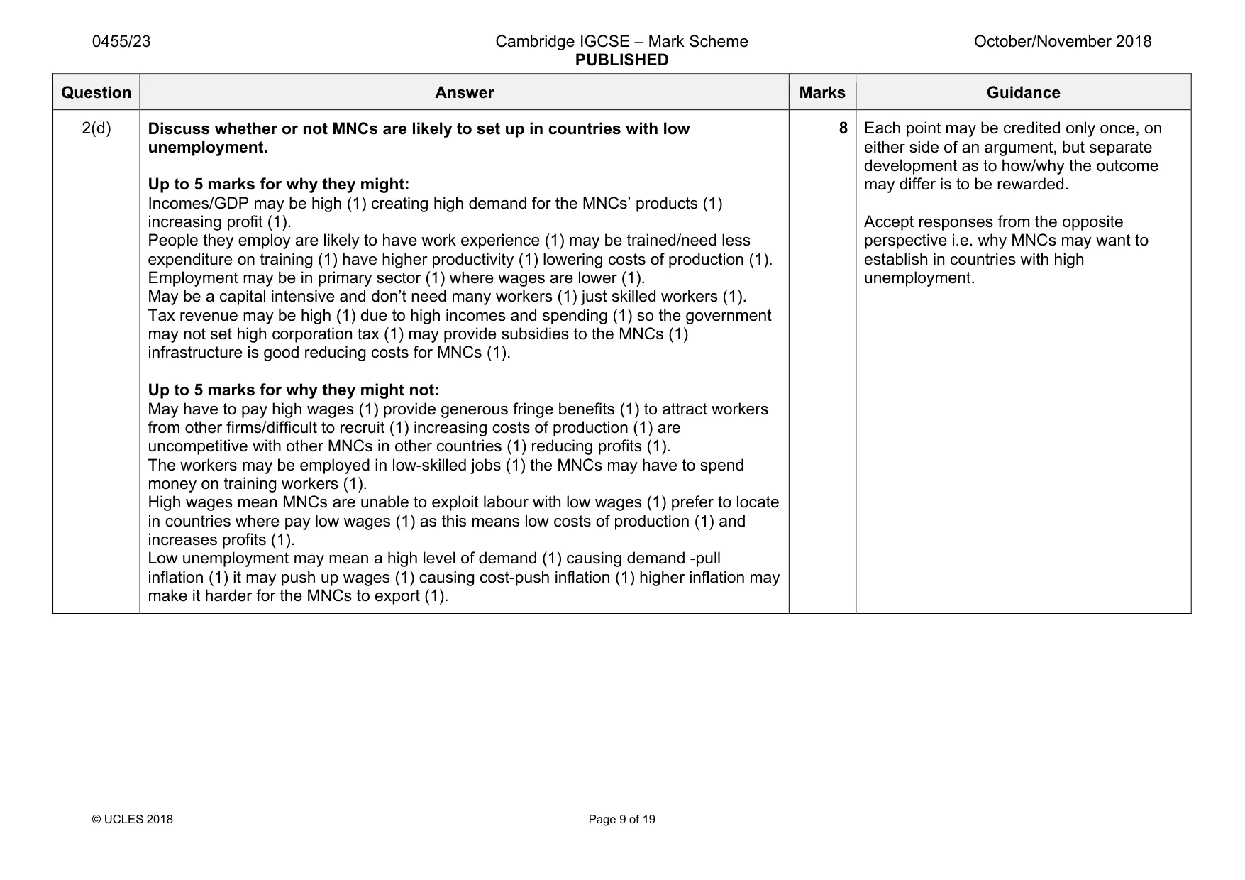 Mark scheme, page 9 of 19