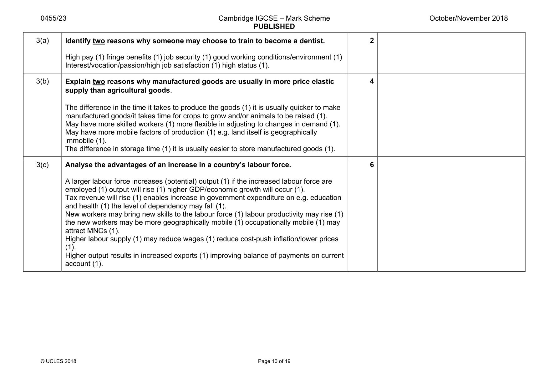 Mark scheme, page 10 of 19