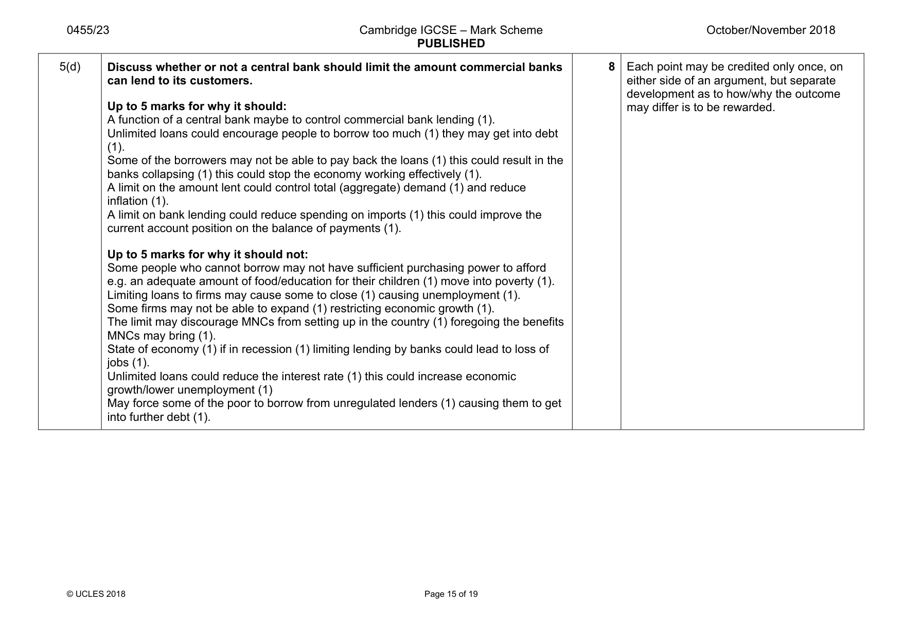 Mark scheme, page 15 of 19