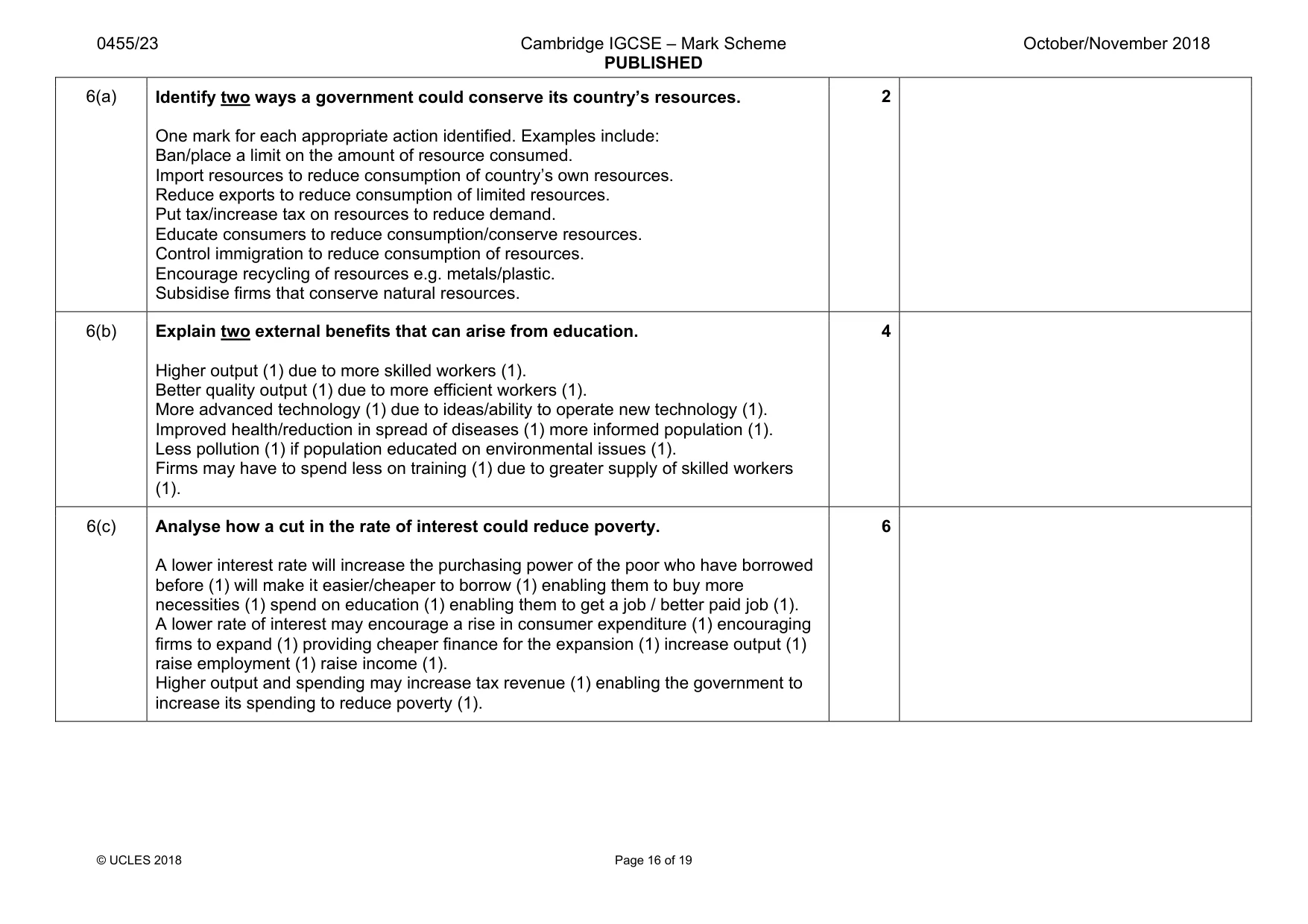 Mark scheme, page 16 of 19