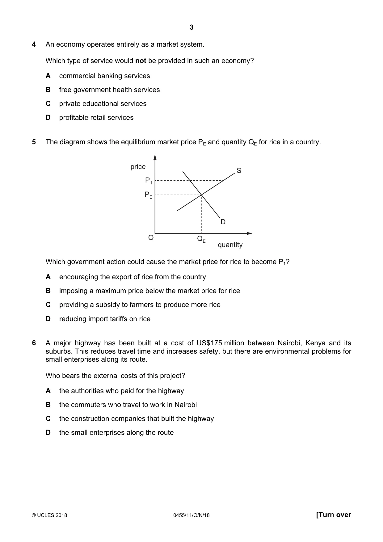 Cambridge IGCSE Economics 0455 2018 Oct/Nov Paper 1 · Variant 1 question paper, page 3 of 12