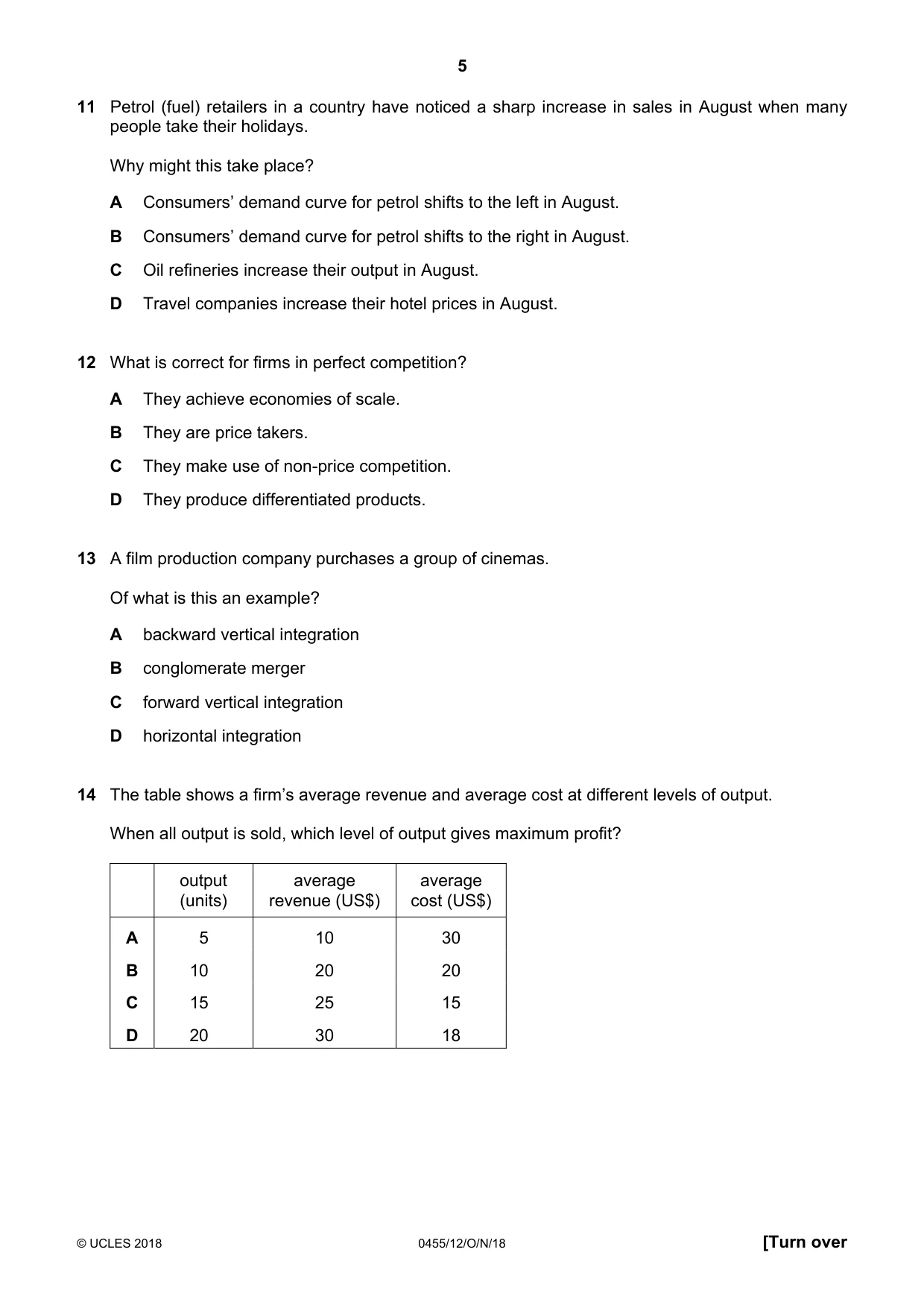 Cambridge IGCSE Economics 0455 2018 Oct/Nov Paper 1 · Variant 2 question paper, page 5 of 12