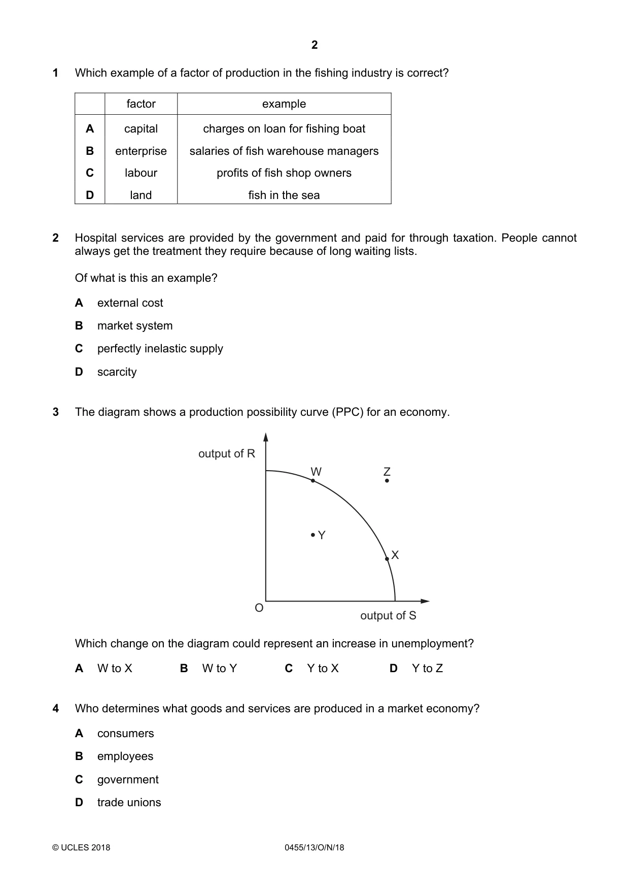 Cambridge IGCSE Economics 0455 2018 Oct/Nov Paper 1 · Variant 3 question paper, page 2 of 12