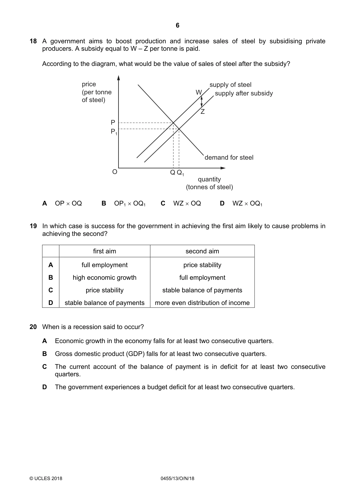 Cambridge IGCSE Economics 0455 2018 Oct/Nov Paper 1 · Variant 3 question paper, page 6 of 12