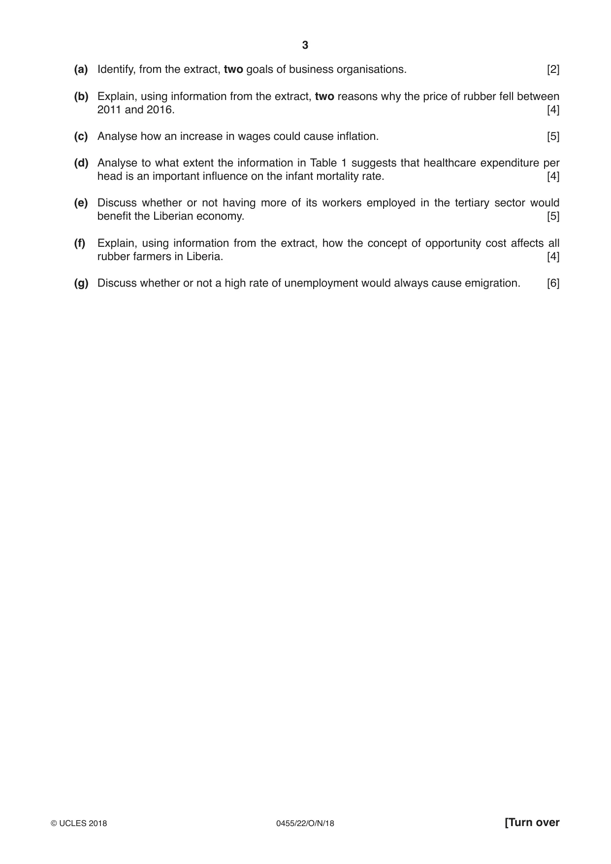 Cambridge IGCSE Economics 0455 2018 Oct/Nov Paper 2 · Variant 2 question paper, page 3 of 8