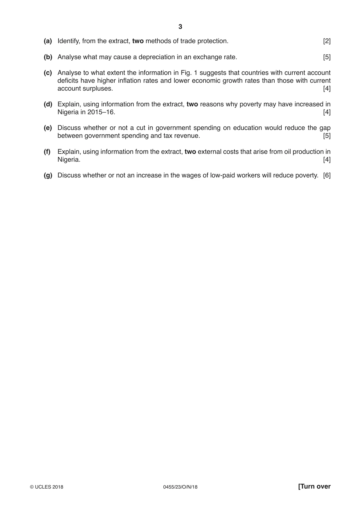 Cambridge IGCSE Economics 0455 2018 Oct/Nov Paper 2 · Variant 3 question paper, page 3 of 8