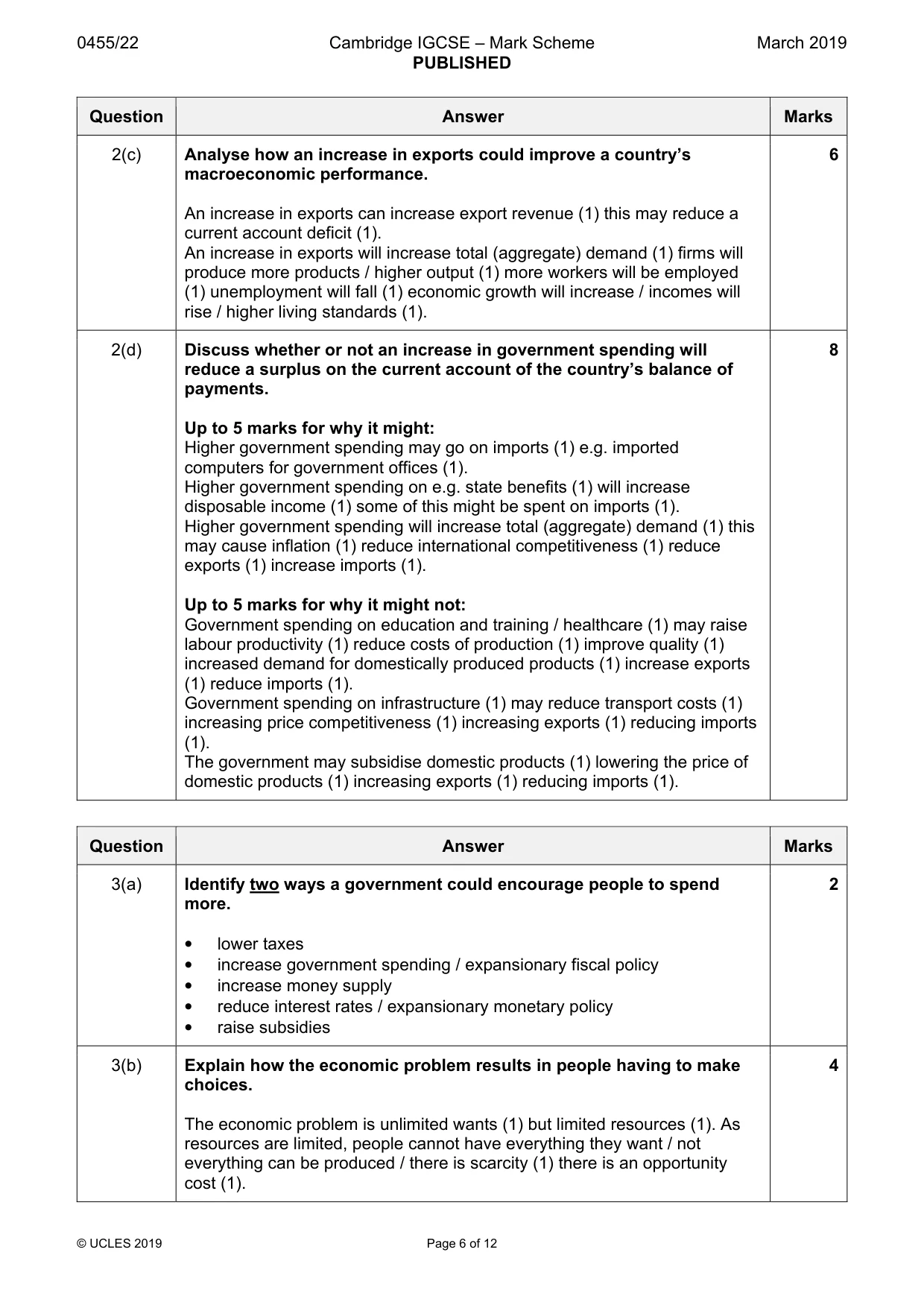 Mark scheme, page 6 of 12