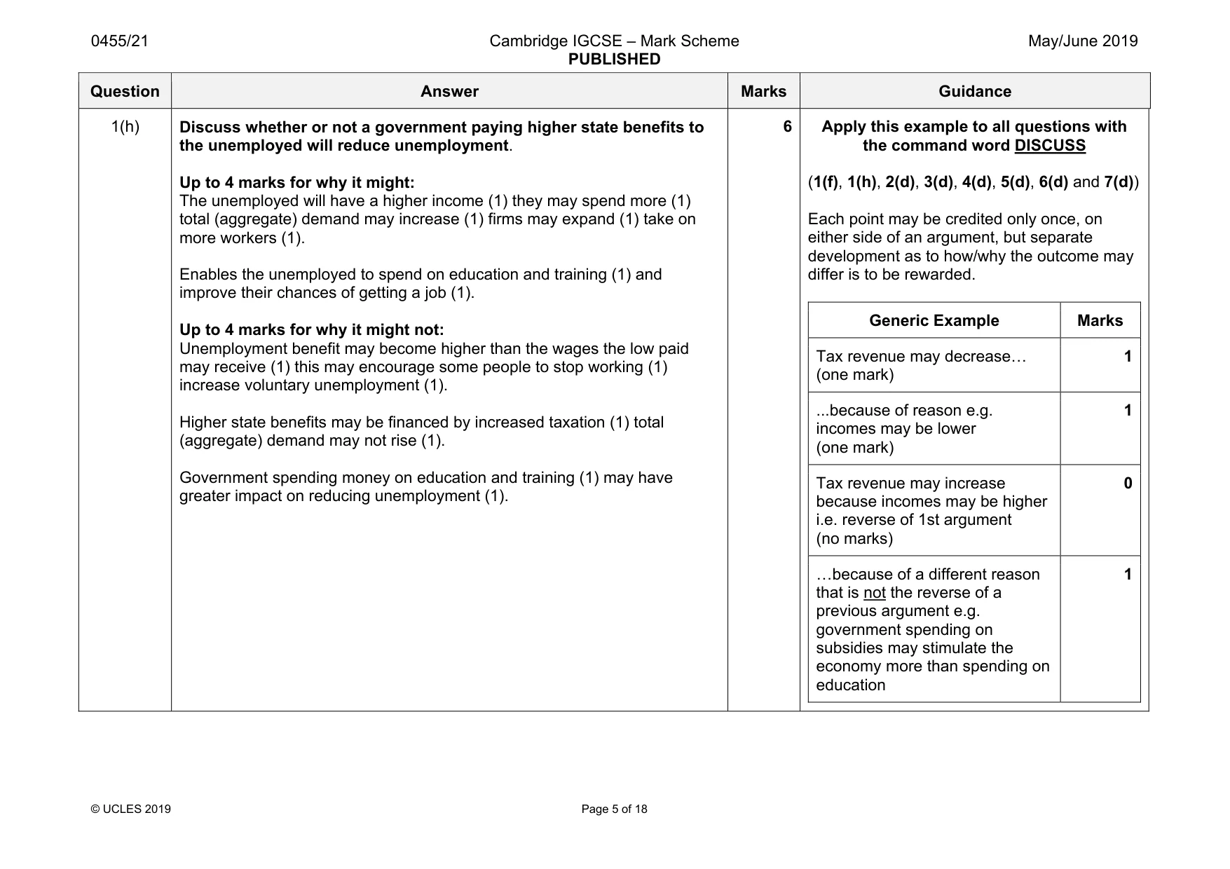 Mark scheme, page 5 of 18
