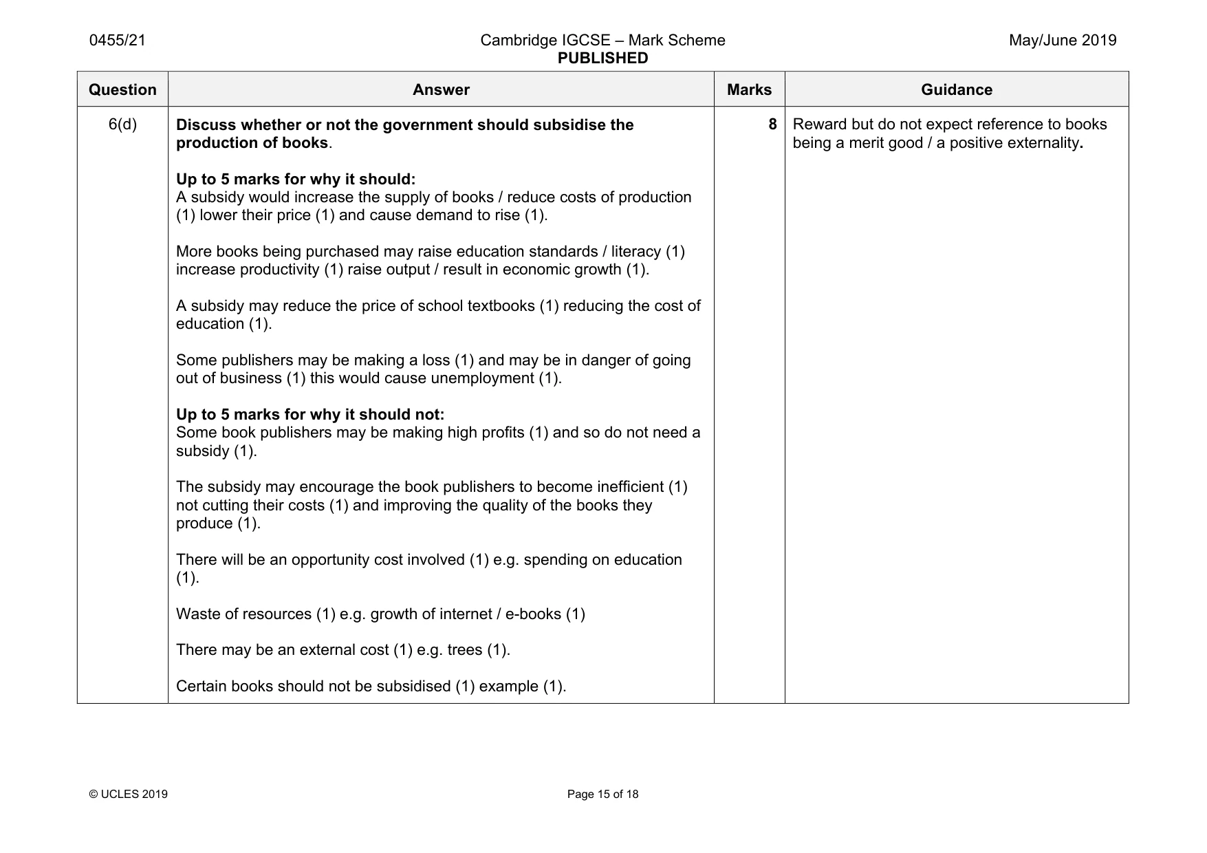 Mark scheme, page 15 of 18