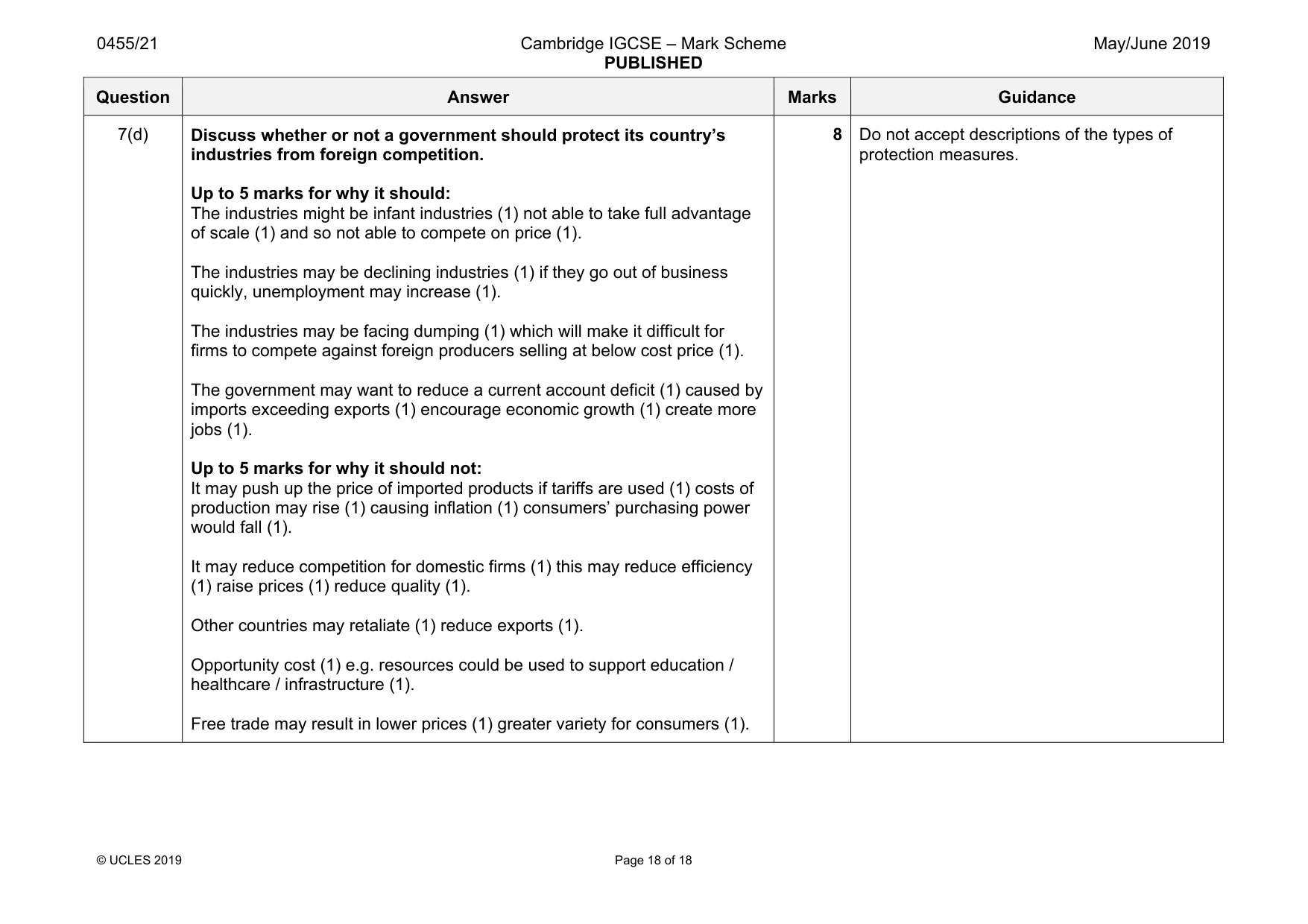 Mark scheme, page 18 of 18