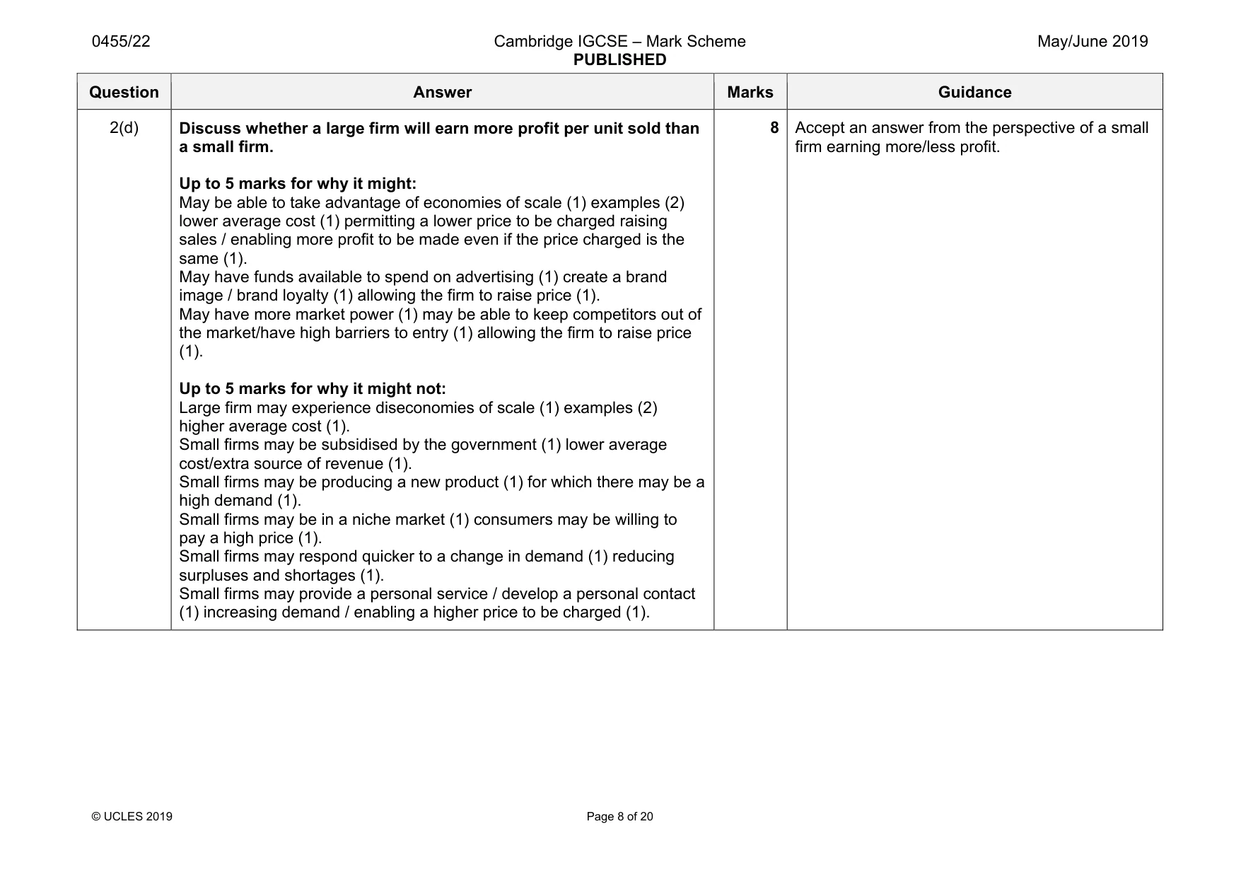 Mark scheme, page 8 of 20