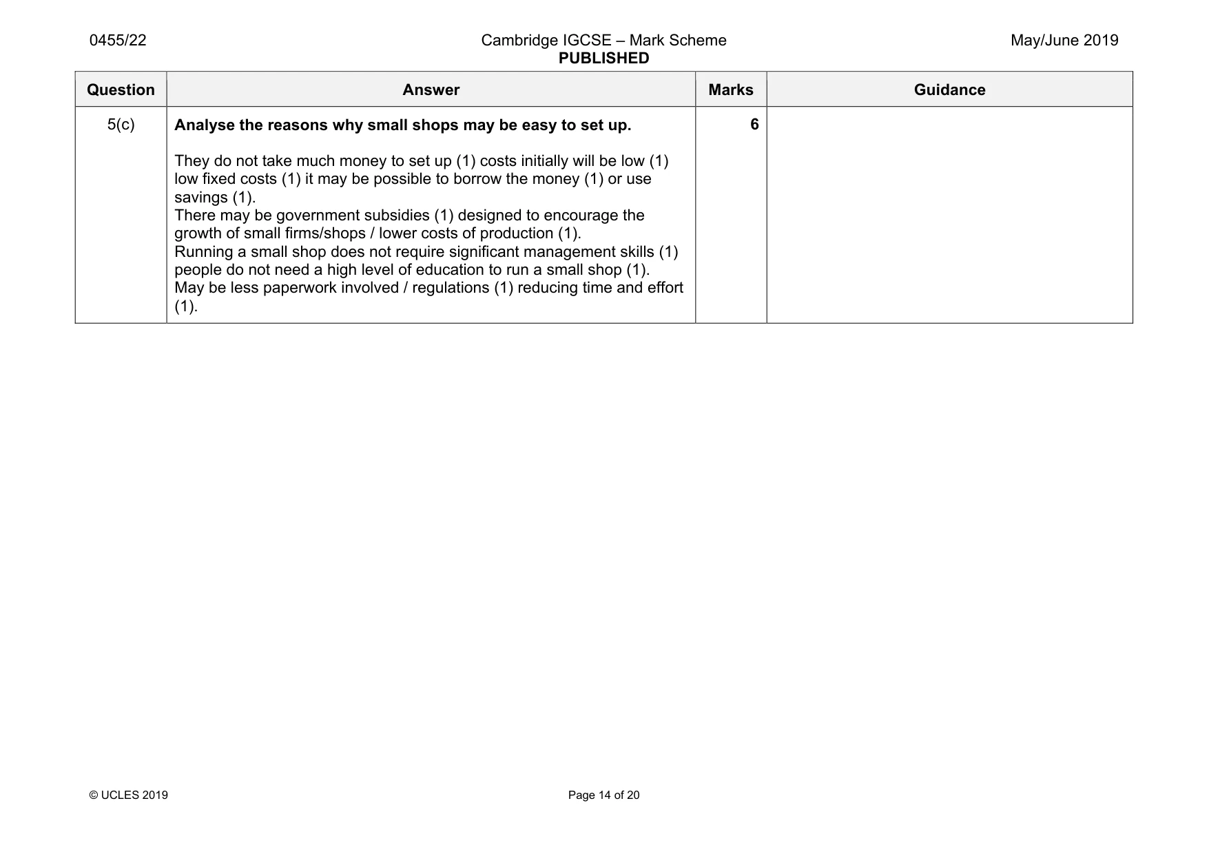 Mark scheme, page 14 of 20