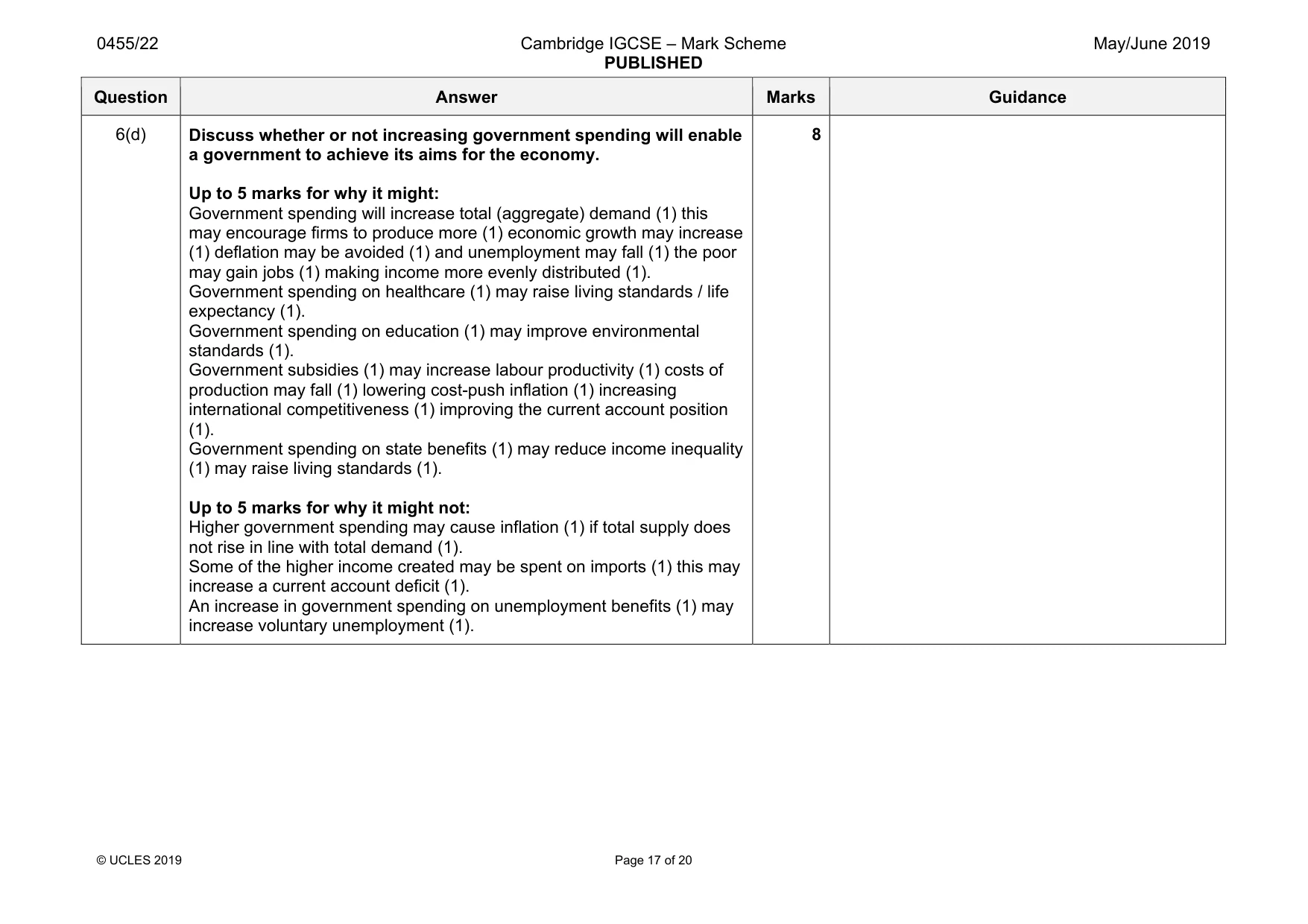 Mark scheme, page 17 of 20