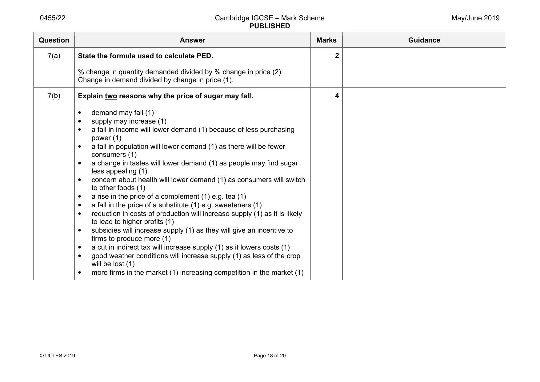 Mark scheme, page 18 of 20