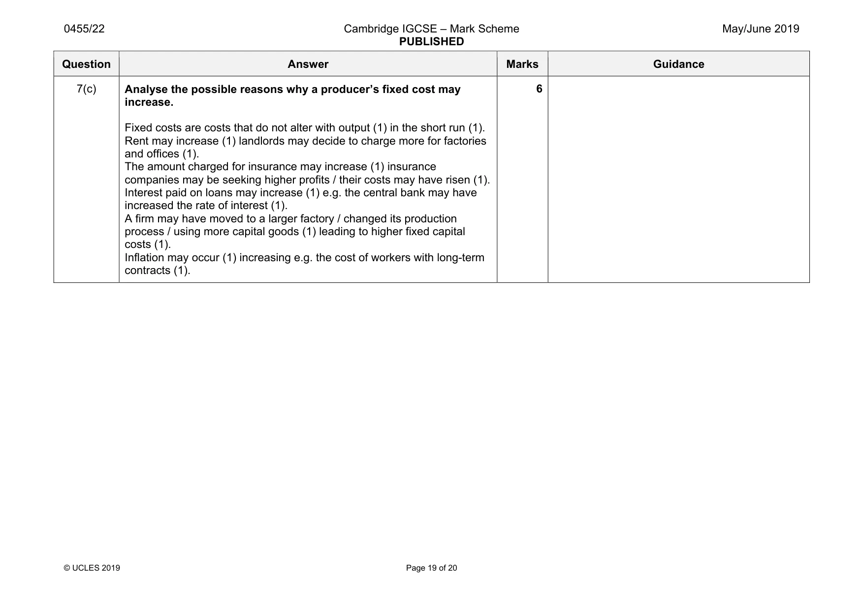 Mark scheme, page 19 of 20