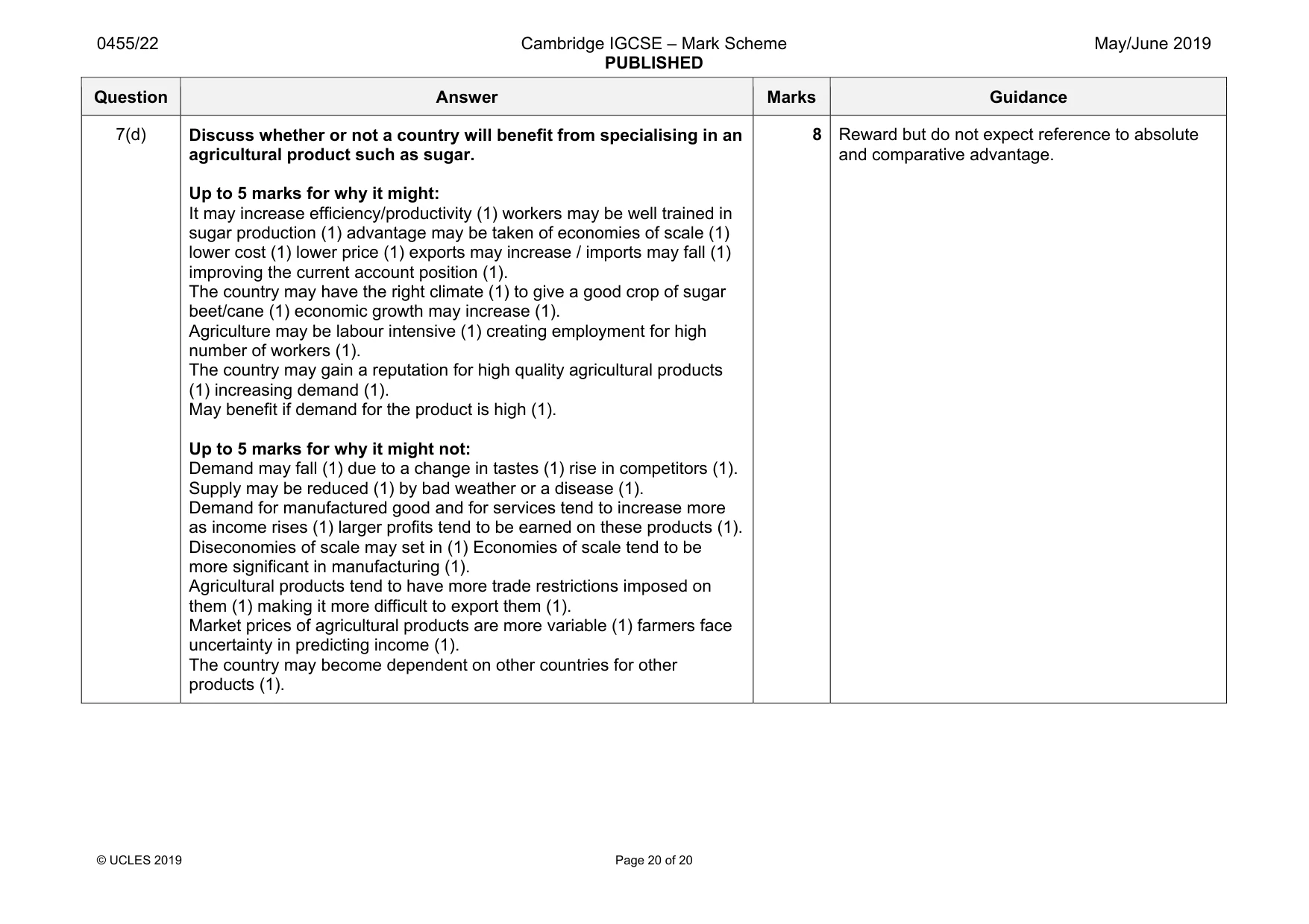 Mark scheme, page 20 of 20