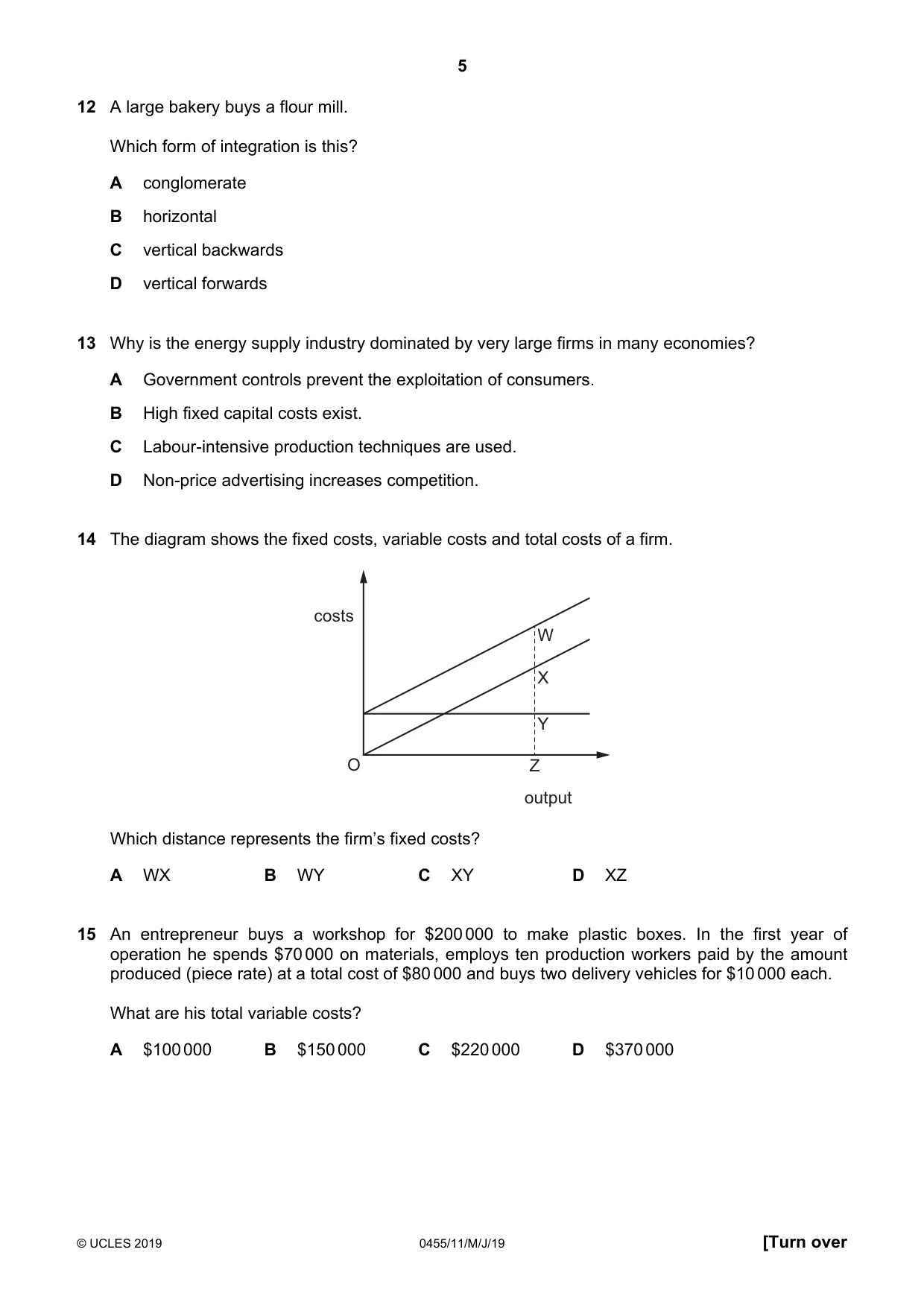 Cambridge IGCSE Economics 0455 2019 May/June Paper 1 · Variant 1 question paper, page 5 of 12