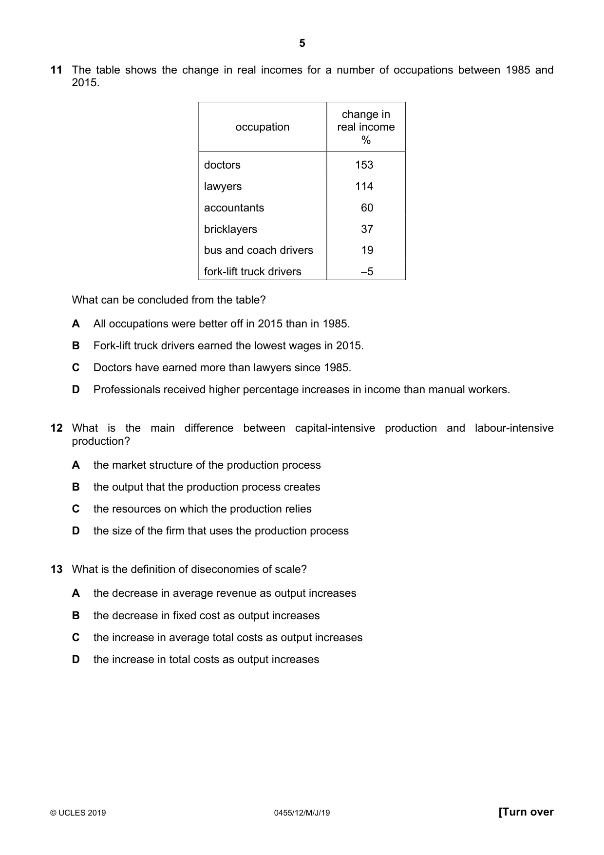 Cambridge IGCSE Economics 0455 2019 May/June Paper 1 · Variant 2 question paper, page 5 of 12