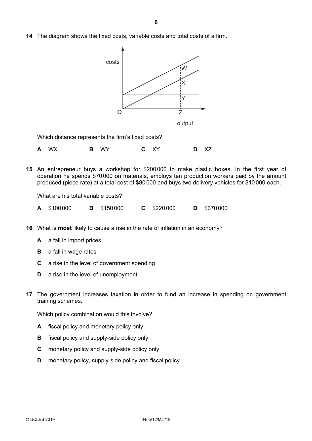 Cambridge IGCSE Economics 0455 2019 May/June Paper 1 · Variant 2 question paper, page 6 of 12