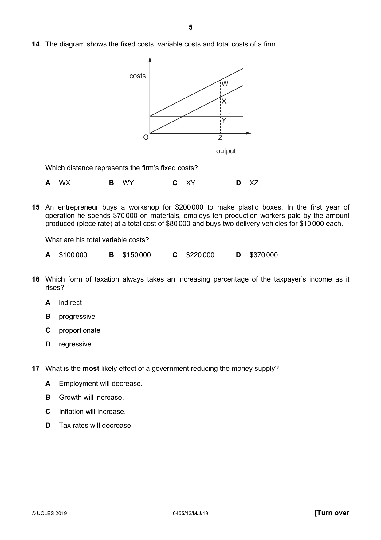 Cambridge IGCSE Economics 0455 2019 May/June Paper 1 · Variant 3 question paper, page 5 of 8