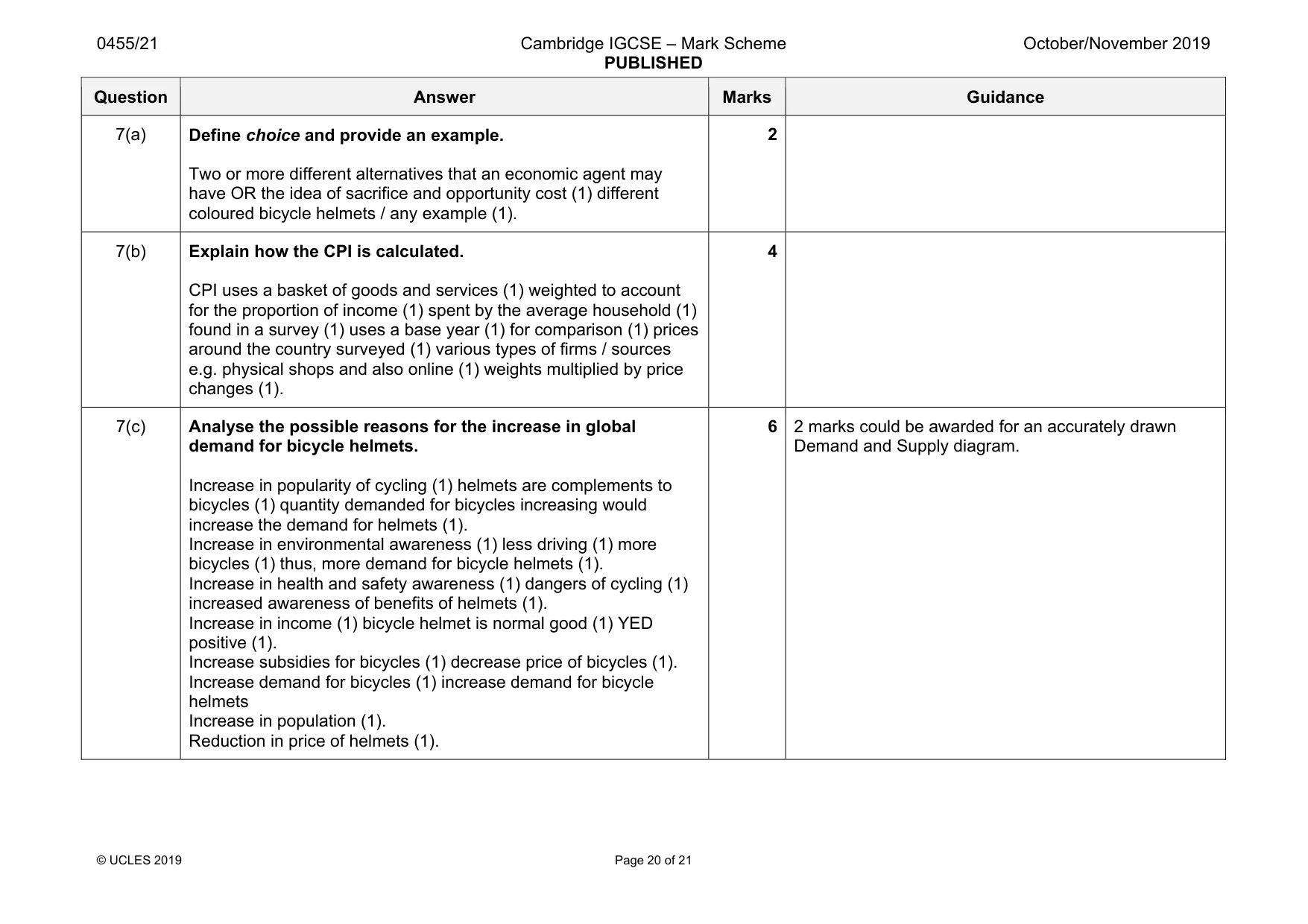 Mark scheme, page 20 of 21