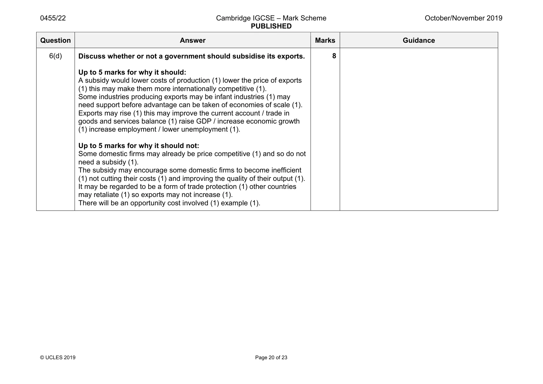 Mark scheme, page 20 of 23