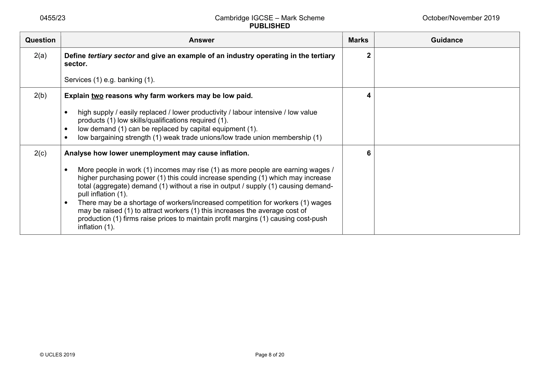 Mark scheme, page 8 of 20