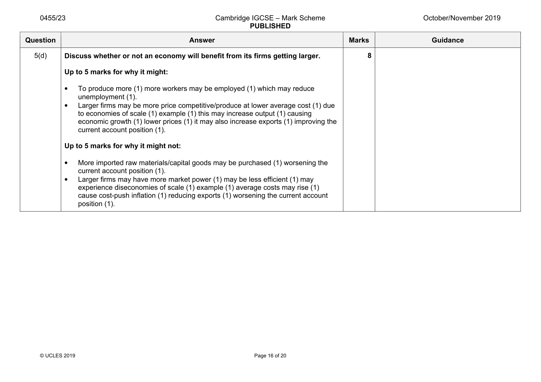 Mark scheme, page 16 of 20