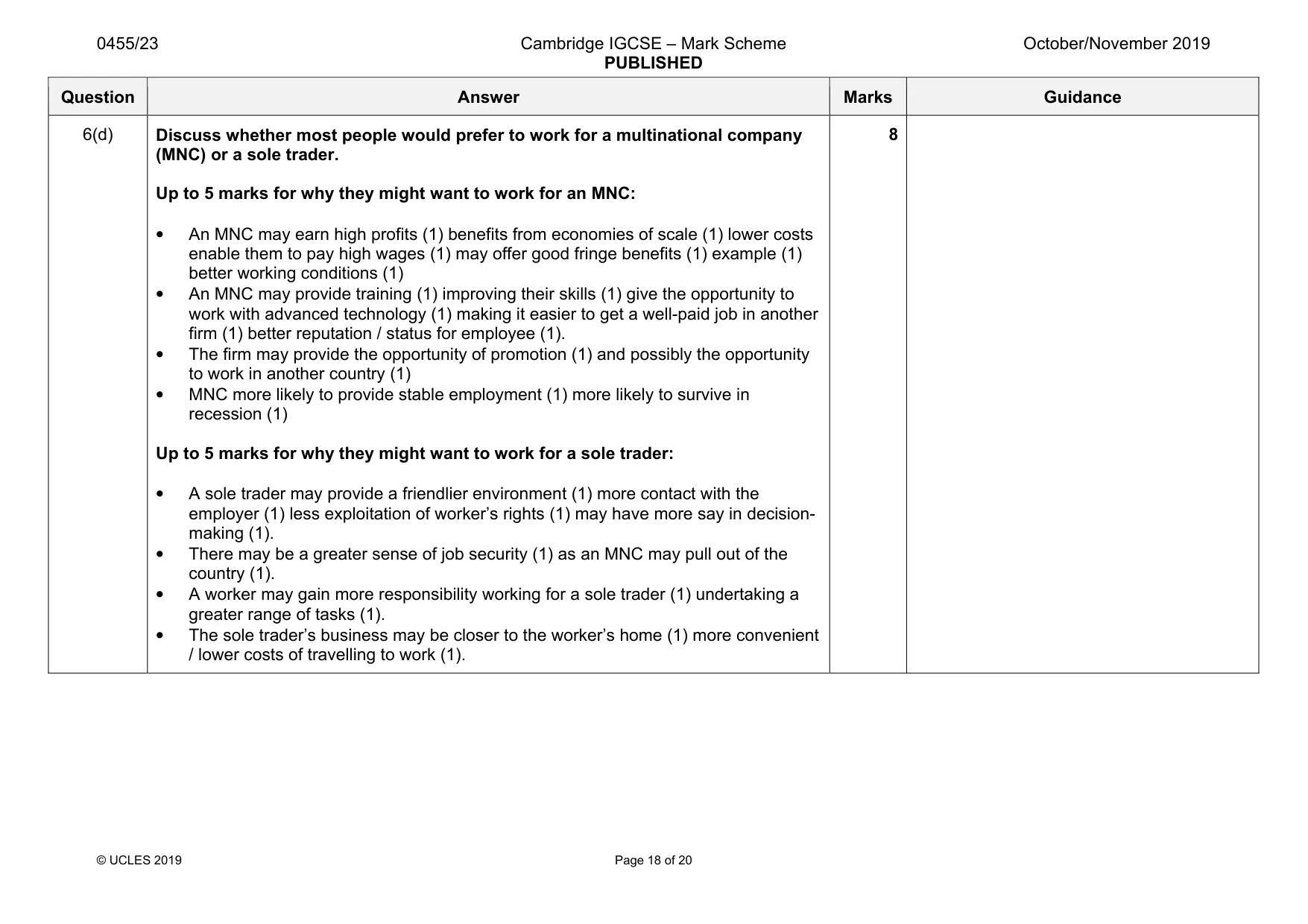 Mark scheme, page 18 of 20