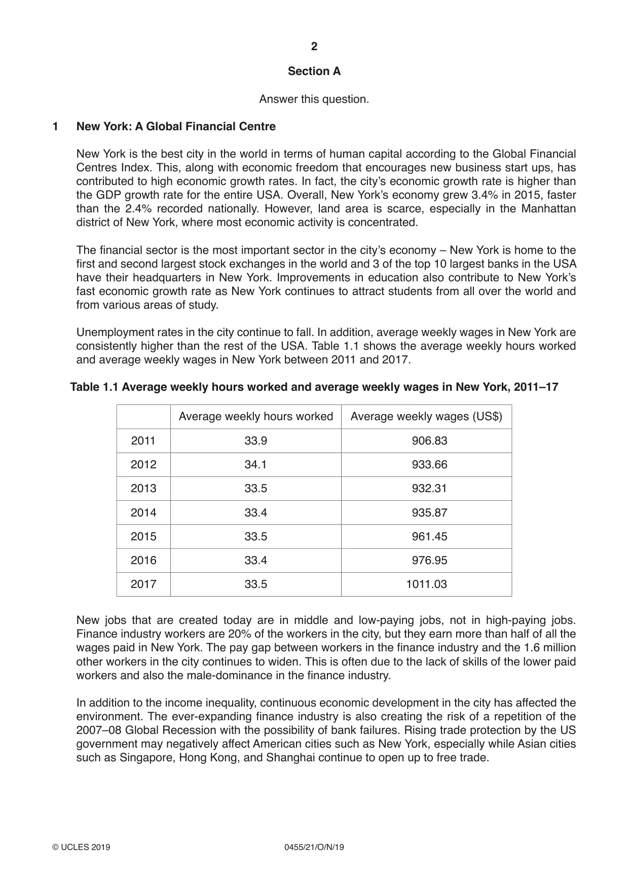 Cambridge IGCSE Economics 0455 2019 Oct/Nov Paper 2 · Variant 1 question paper, page 2 of 8