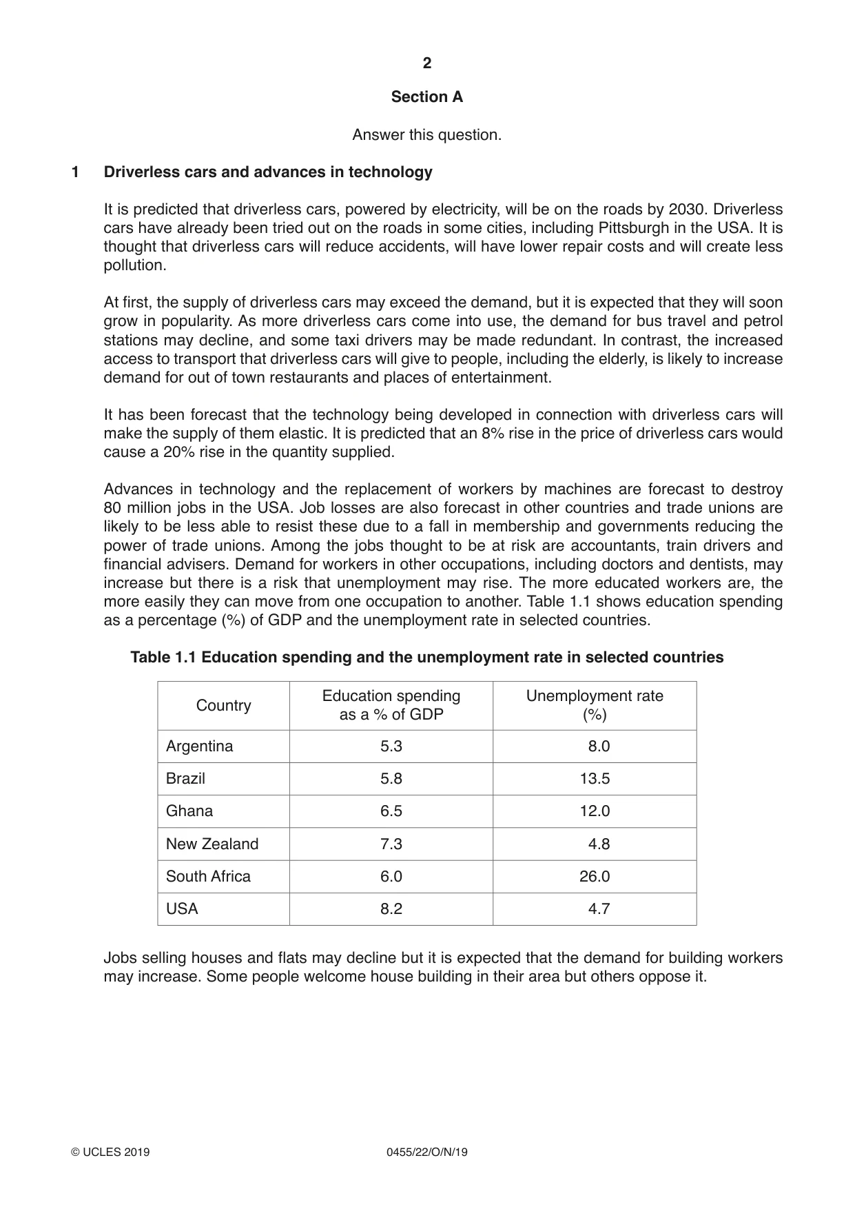 Cambridge IGCSE Economics 0455 2019 Oct/Nov Paper 2 · Variant 2 question paper, page 2 of 8