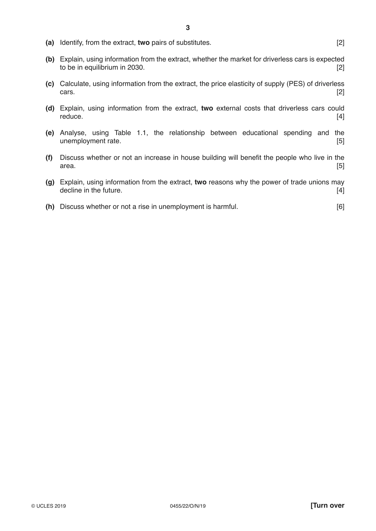 Cambridge IGCSE Economics 0455 2019 Oct/Nov Paper 2 · Variant 2 question paper, page 3 of 8