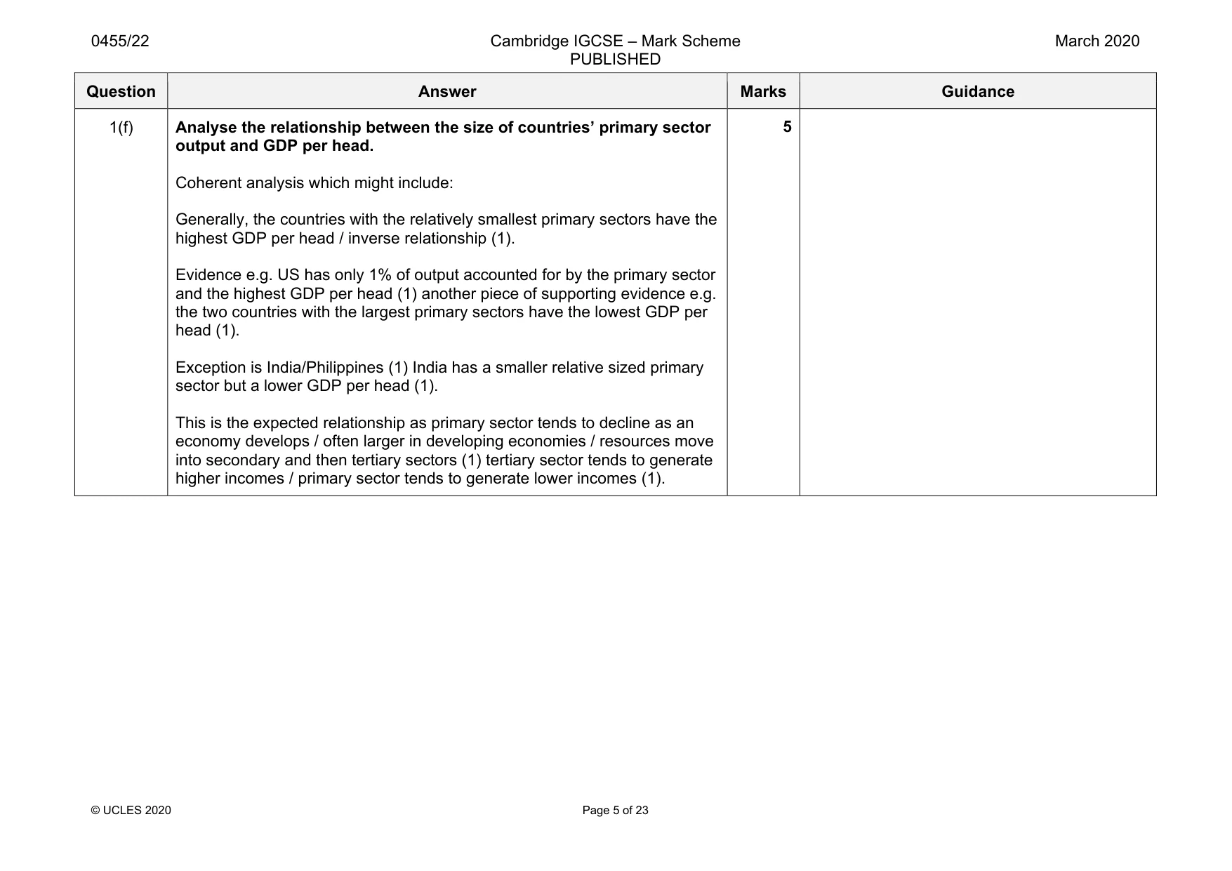 Mark scheme, page 5 of 23
