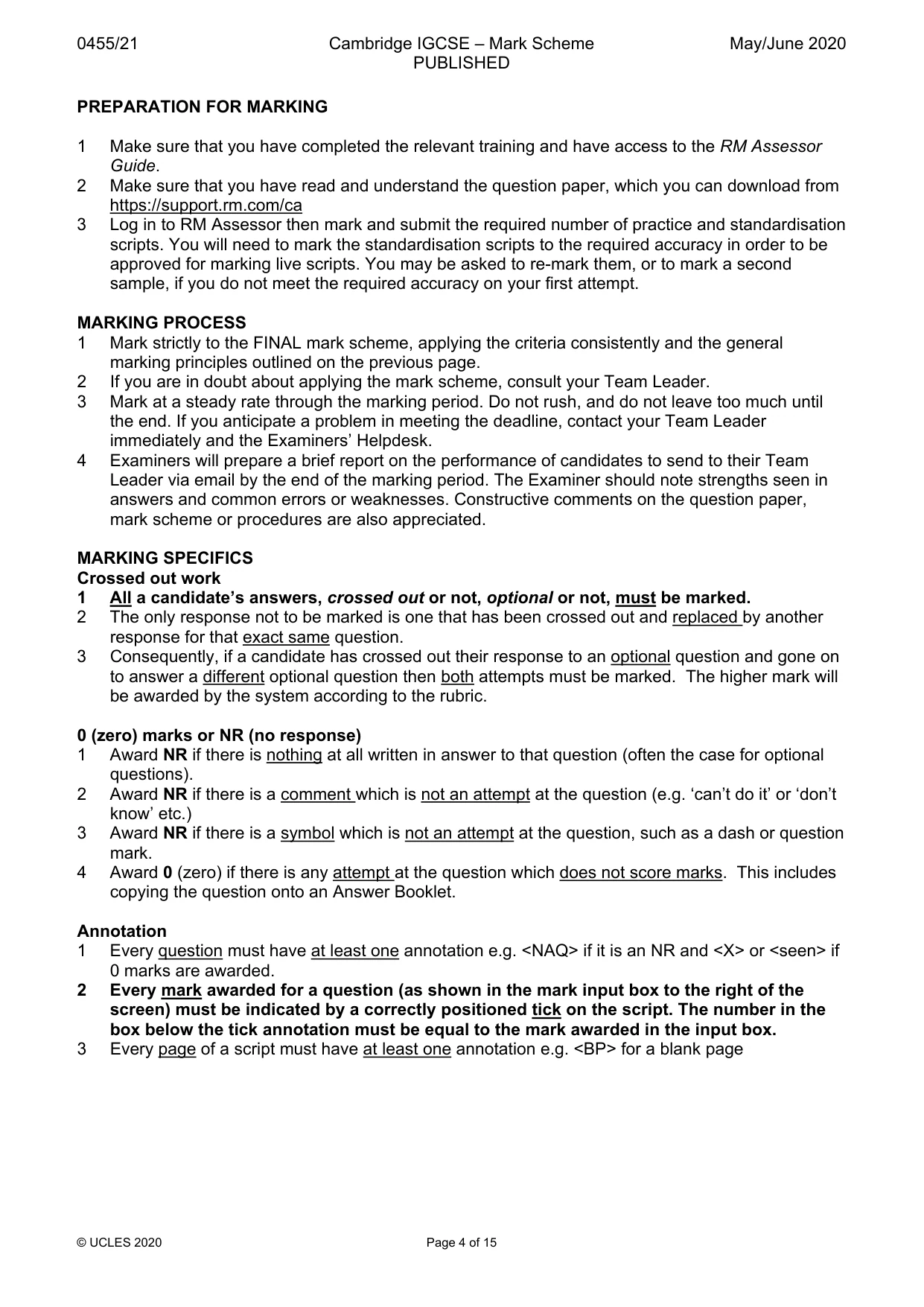 Mark scheme, page 4 of 15