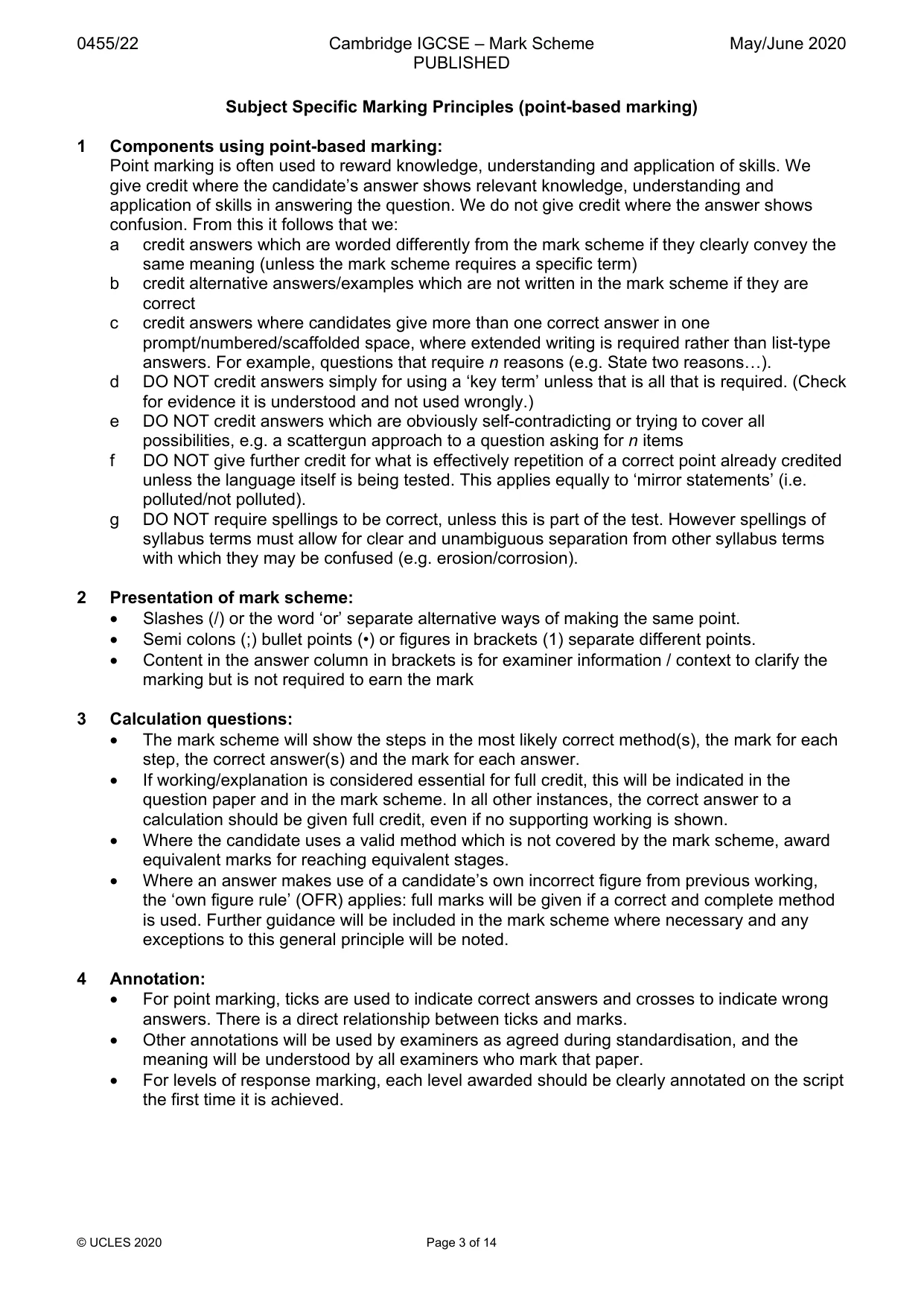 Mark scheme, page 3 of 14
