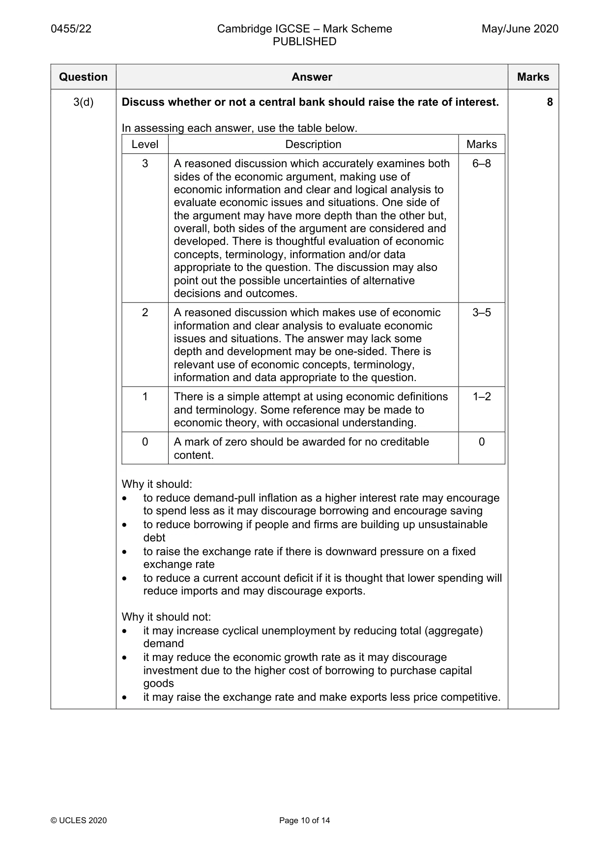 Mark scheme, page 10 of 14