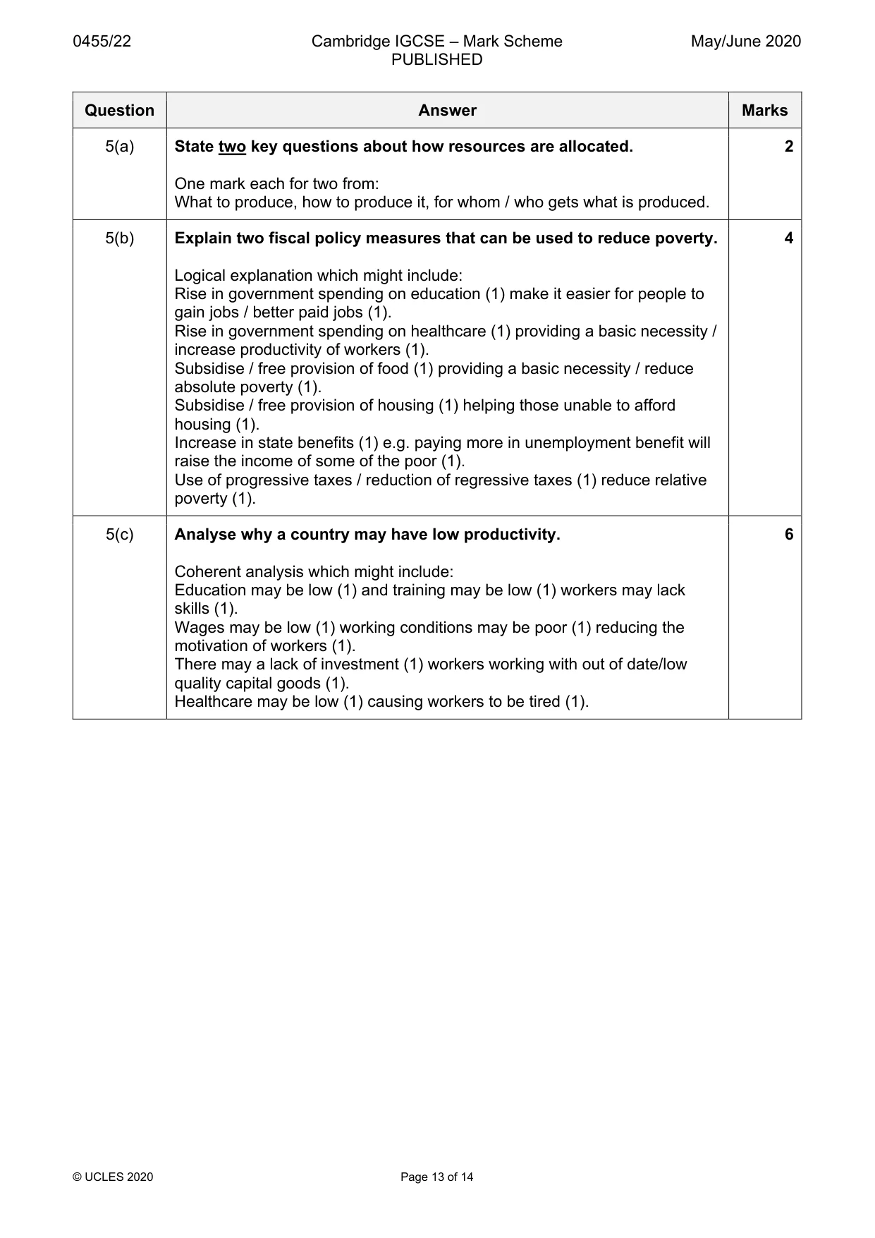 Mark scheme, page 13 of 14